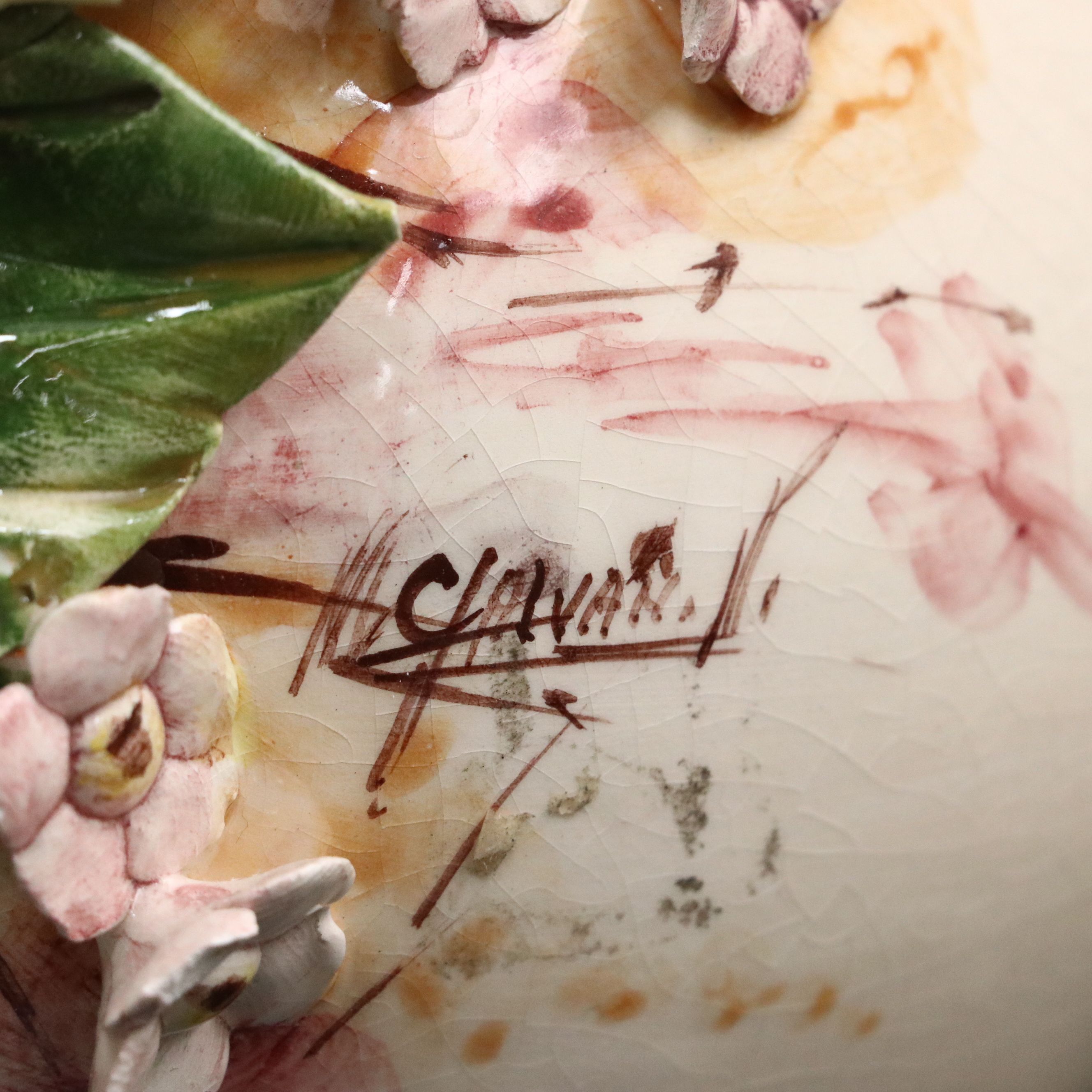 Capodimonte Ceramic Floral Figure with Floral Vase