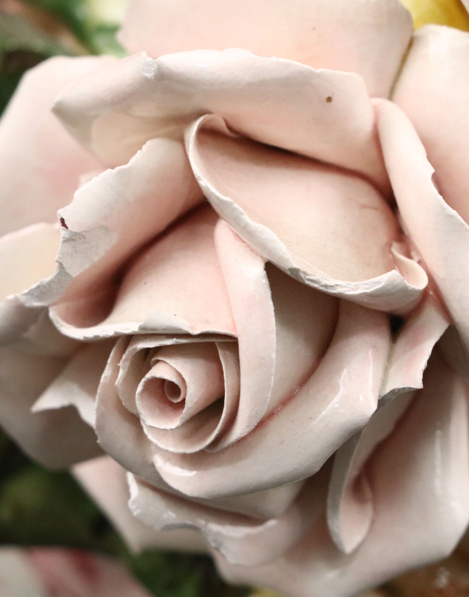 Capodimonte Ceramic Floral Figure with Floral Vase