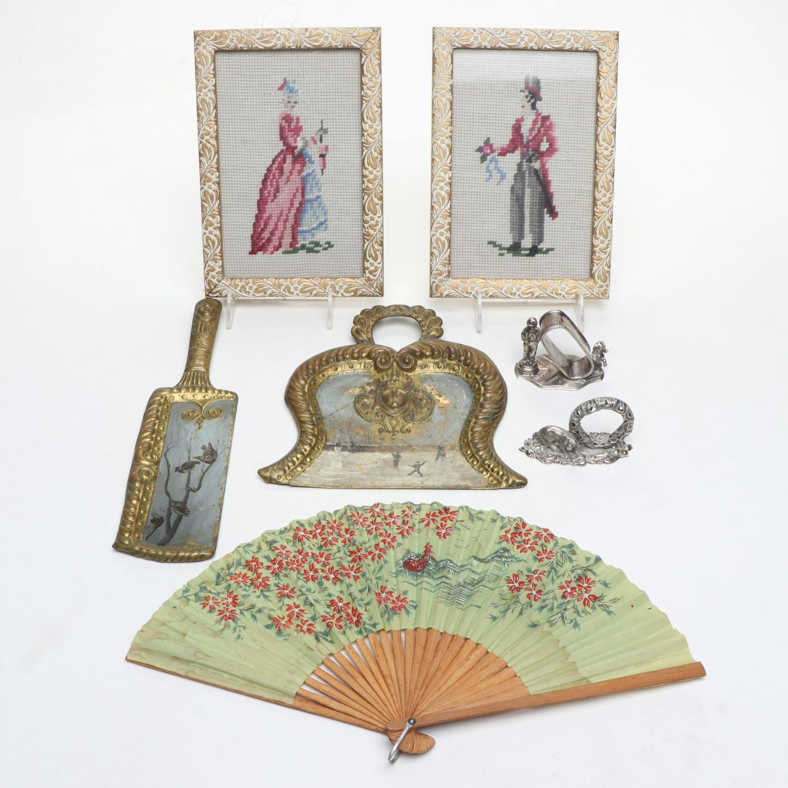 Victorian Style Silver Plate Figural Napkin Rings with Other Décor