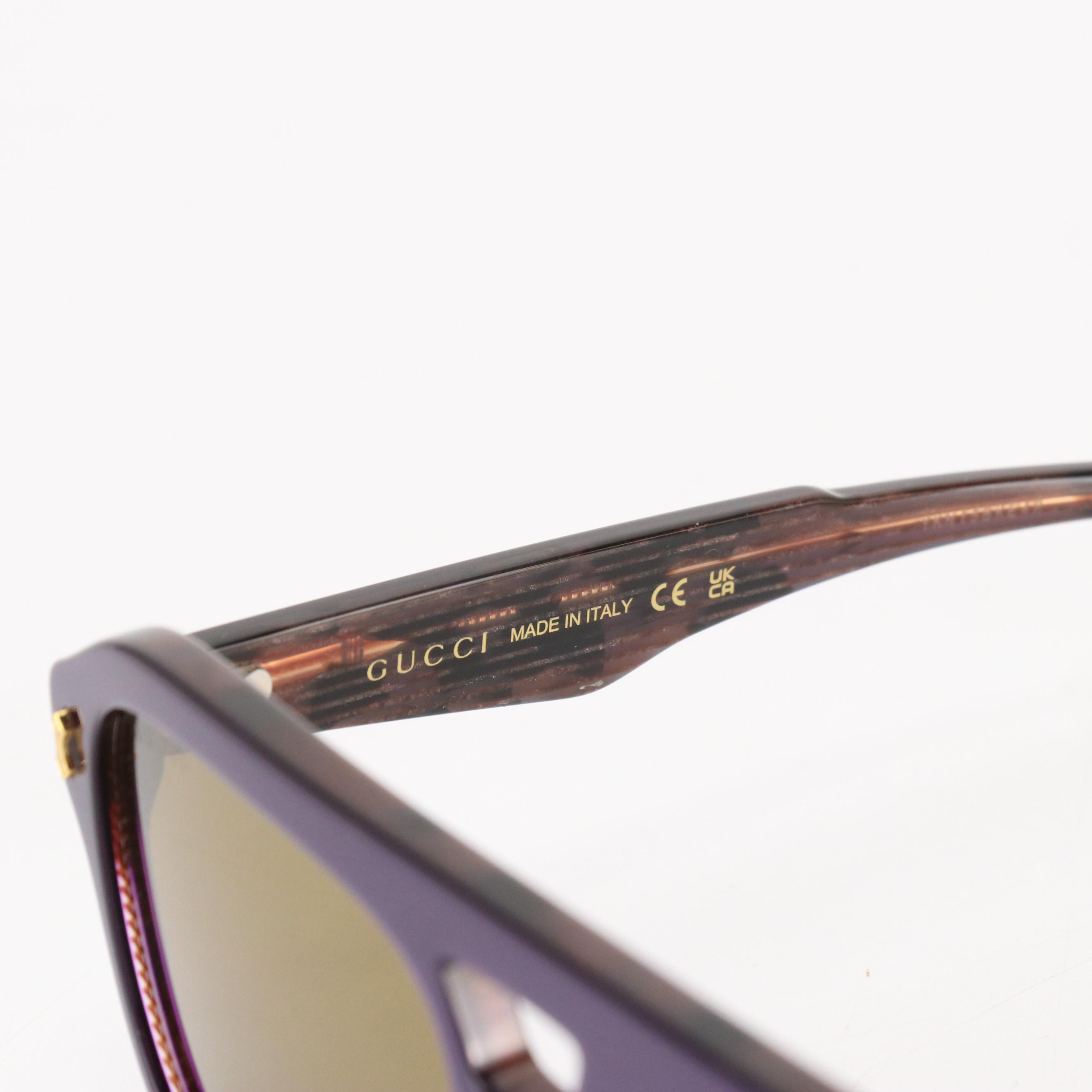 Gucci GG1263S Violet Aviator Framed Brown Lens Sunglasses with Case