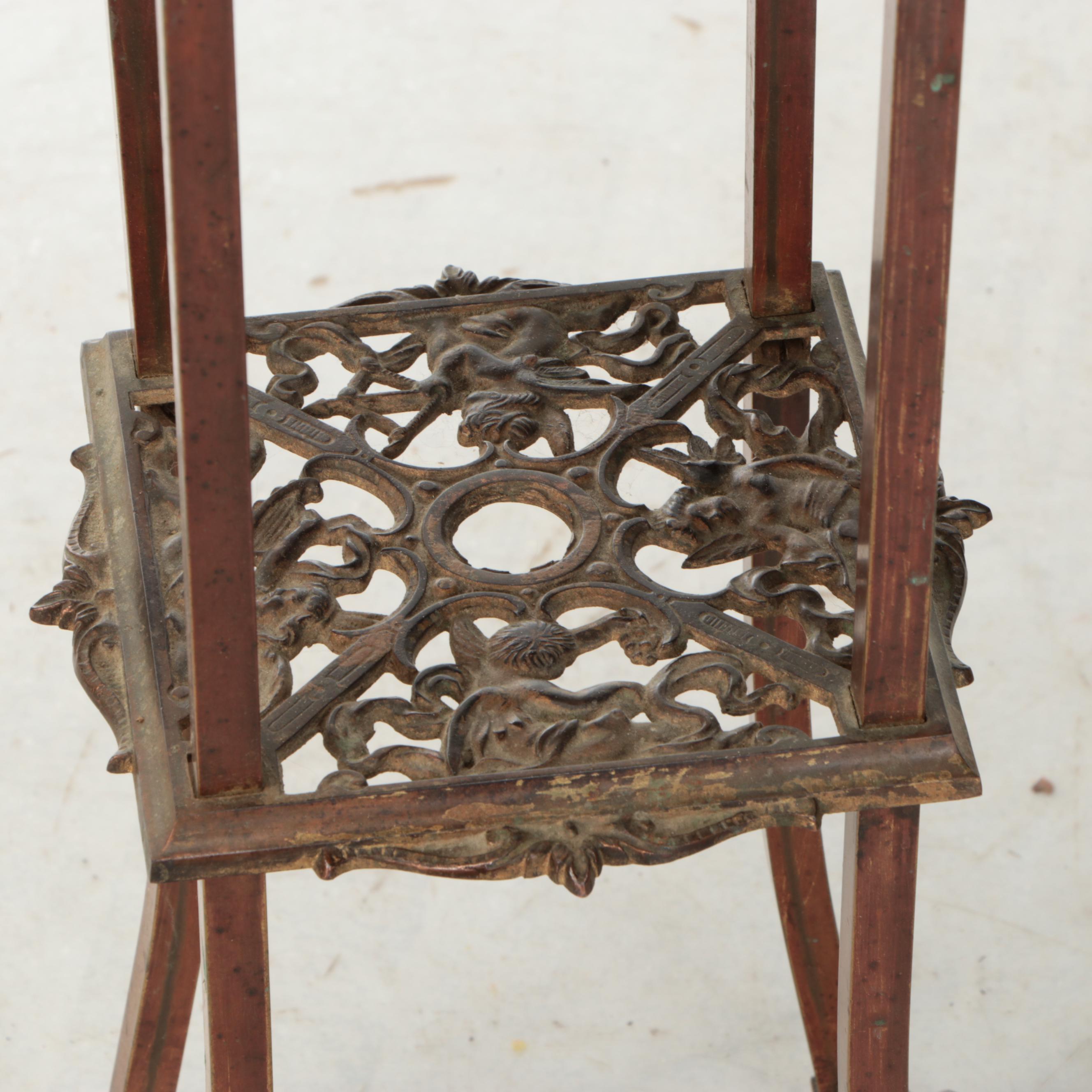 Victorian Style Marble and Brass Plant Stand
