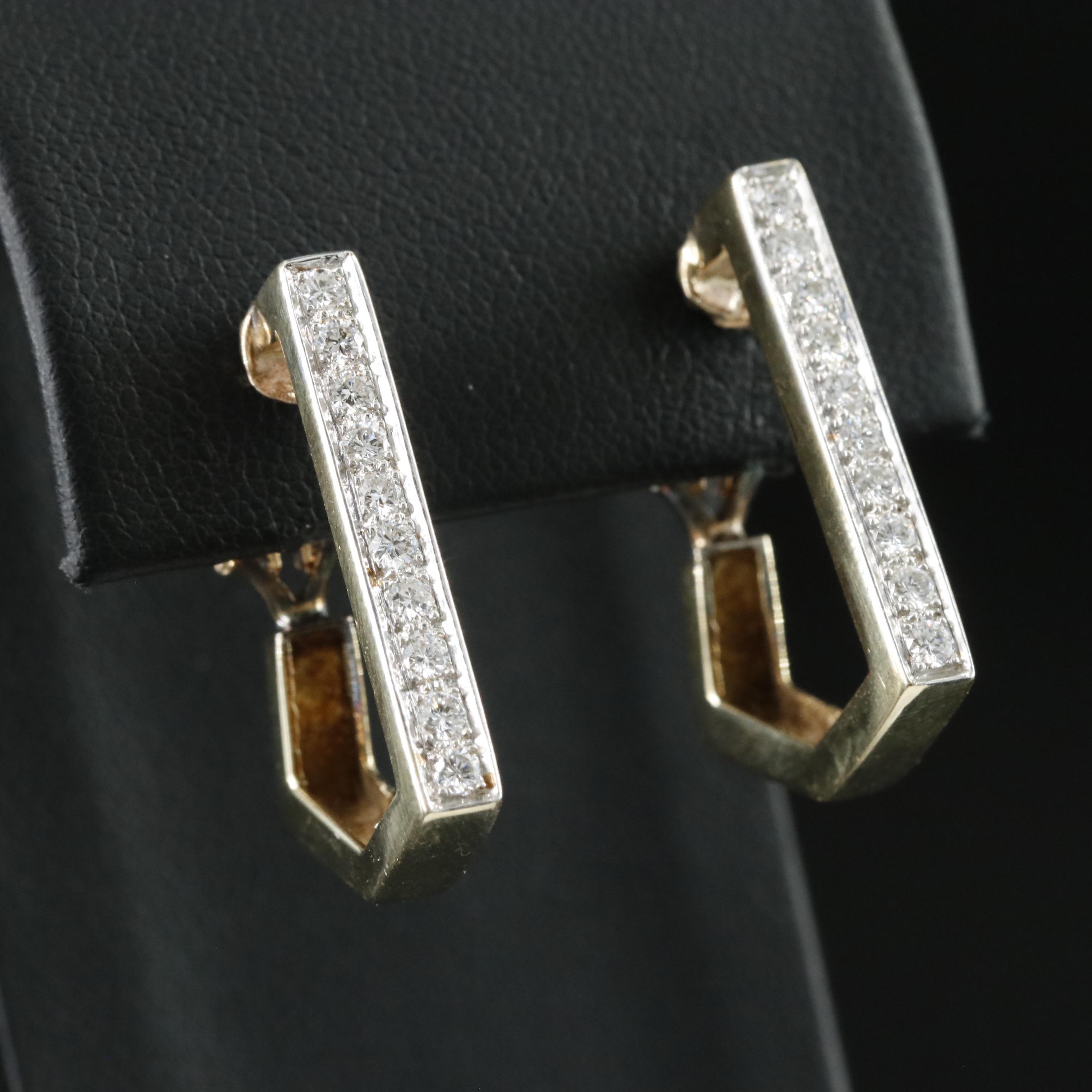 14K 0.60 CTW Diamond Geometric Hoop Earrings