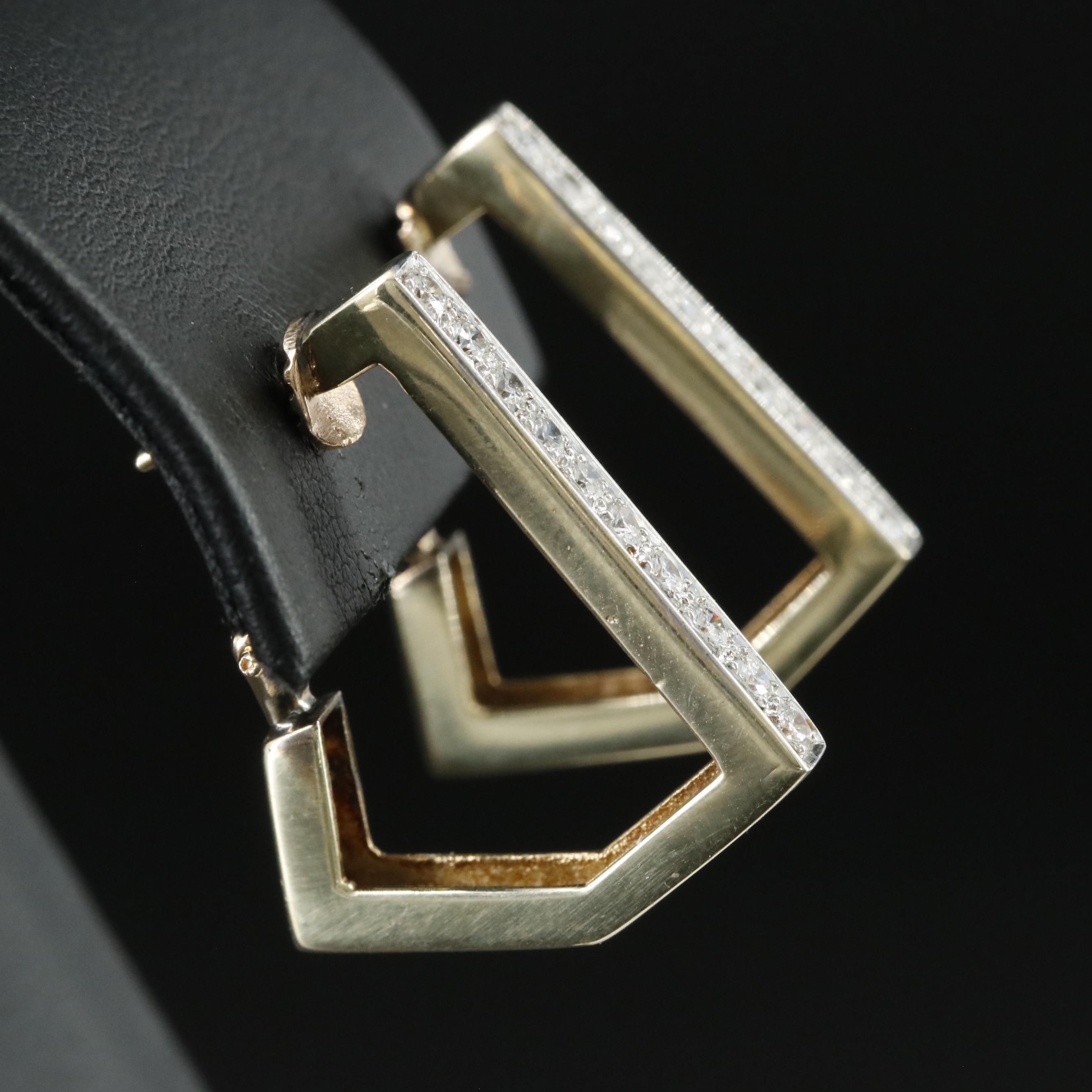 14K 0.60 CTW Diamond Geometric Hoop Earrings