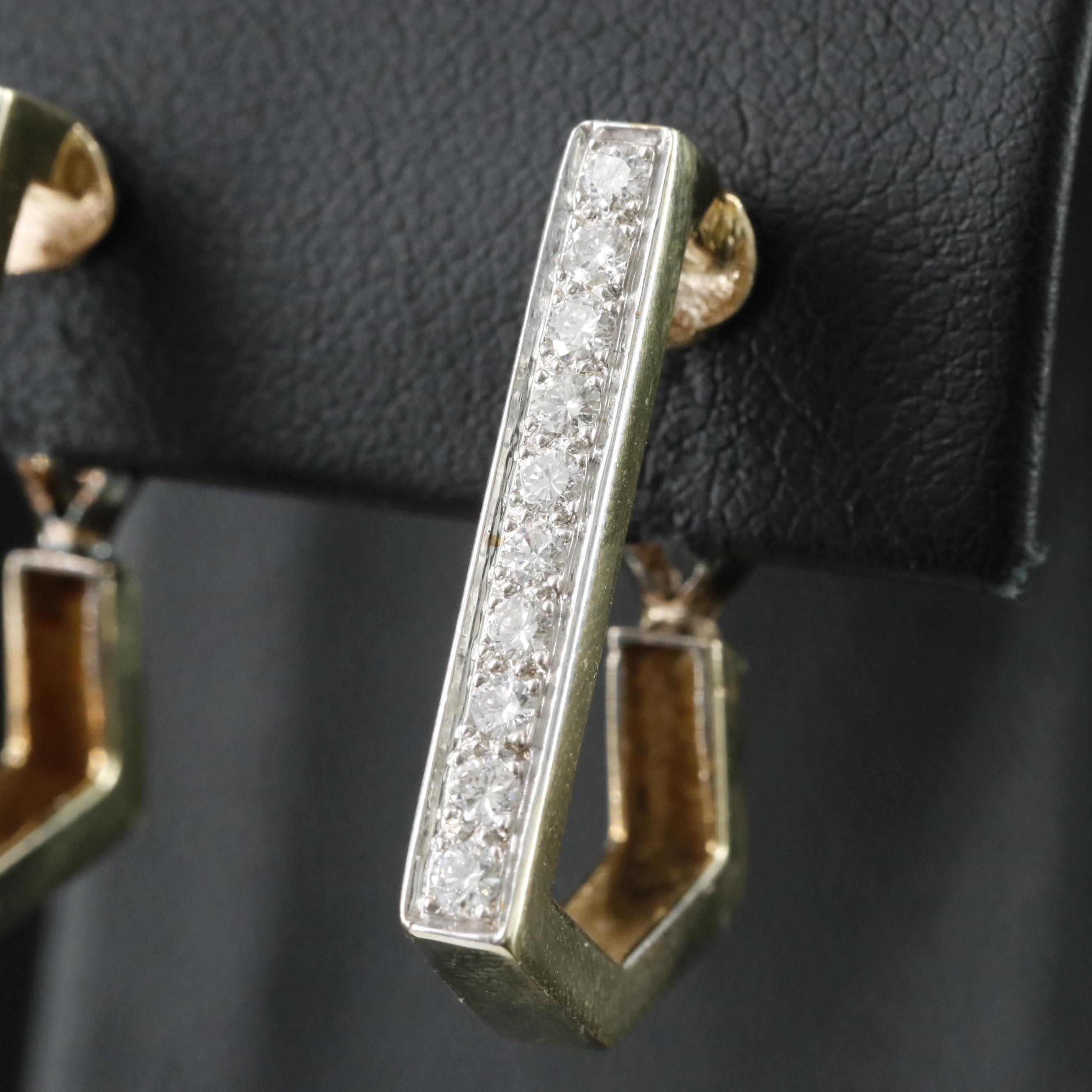 14K 0.60 CTW Diamond Geometric Hoop Earrings