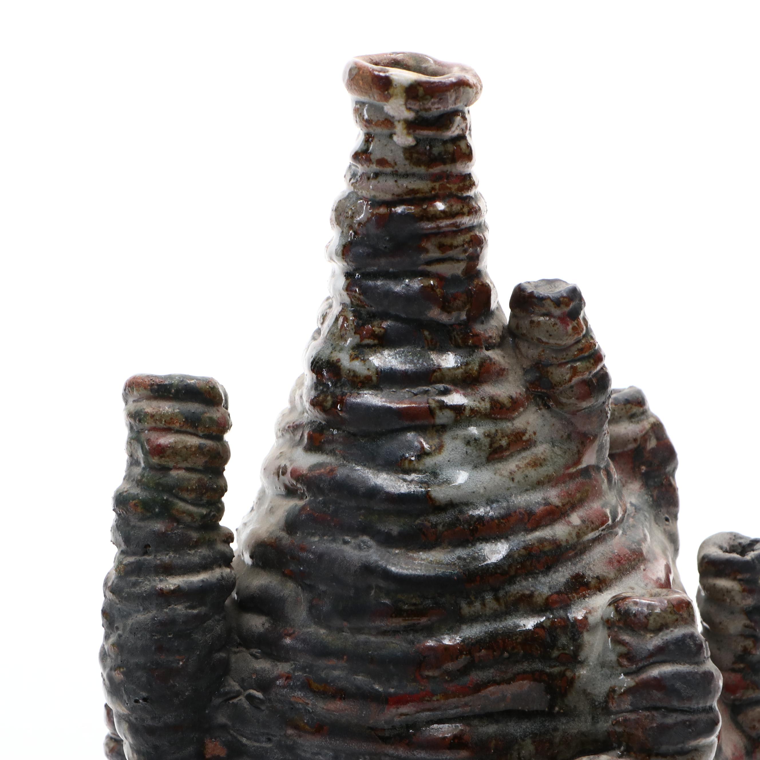 Artist Signed Ceramic Coil Bud Vase