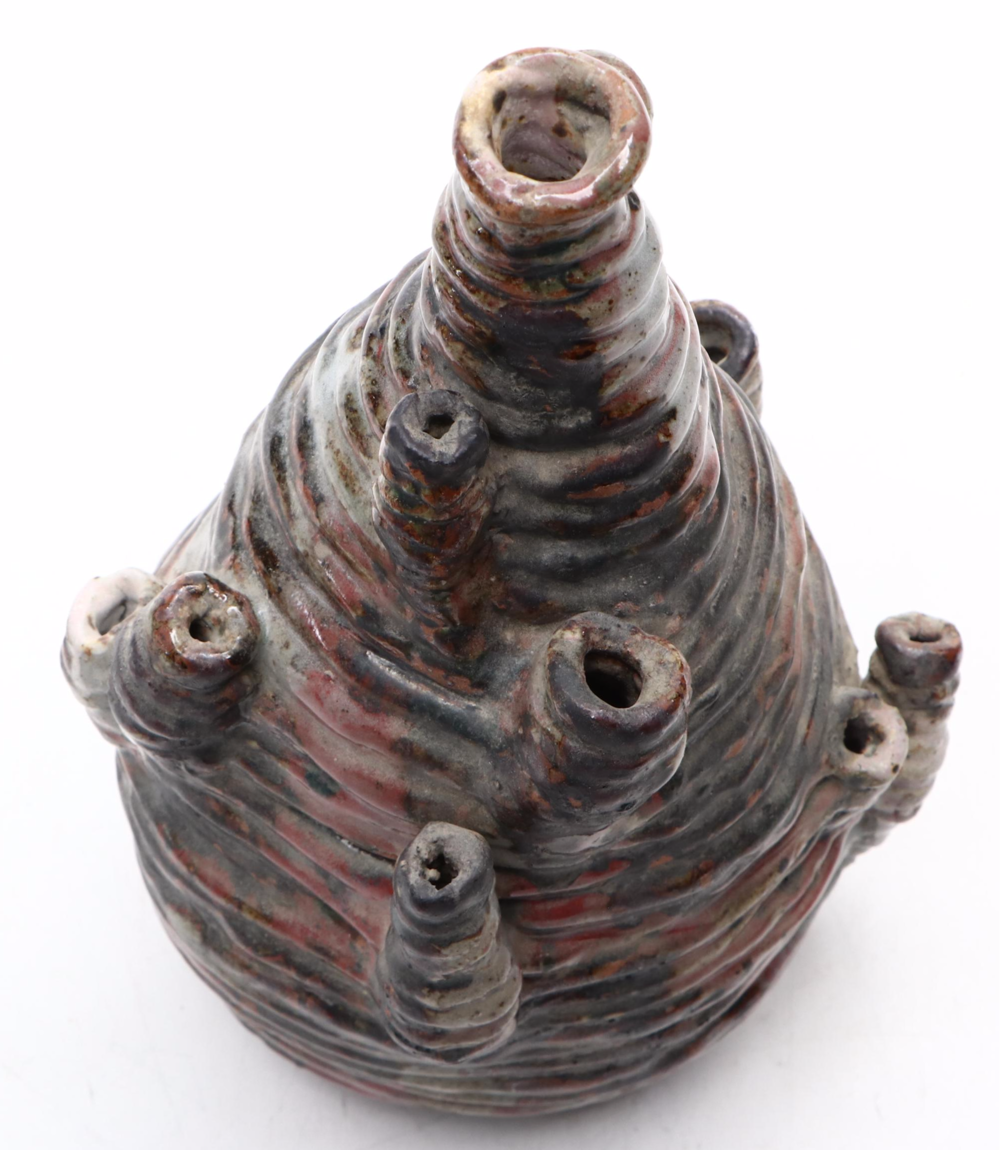 Artist Signed Ceramic Coil Bud Vase