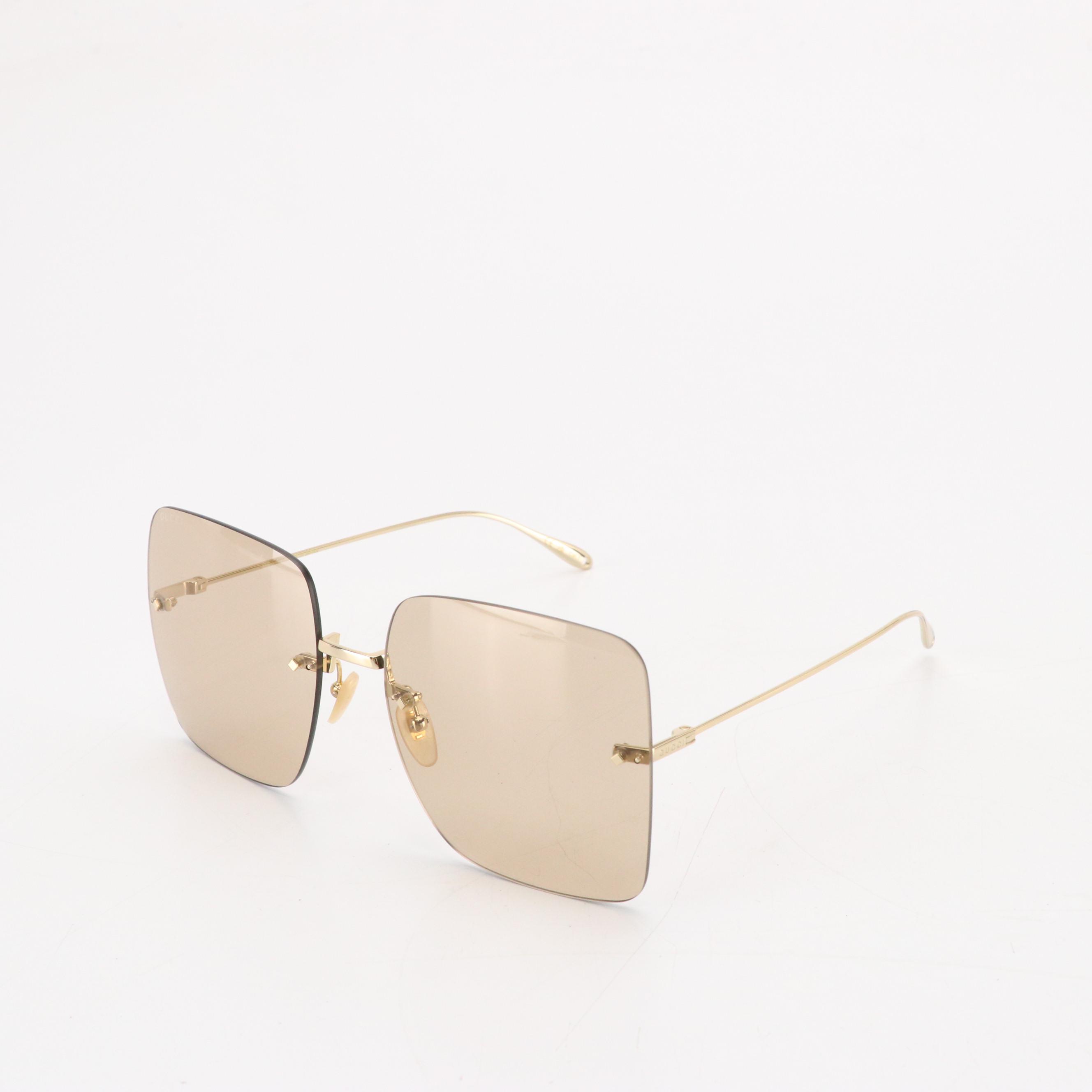 Gucci GG1147S 003 Oversized Rimless Square Sunglasses in Case