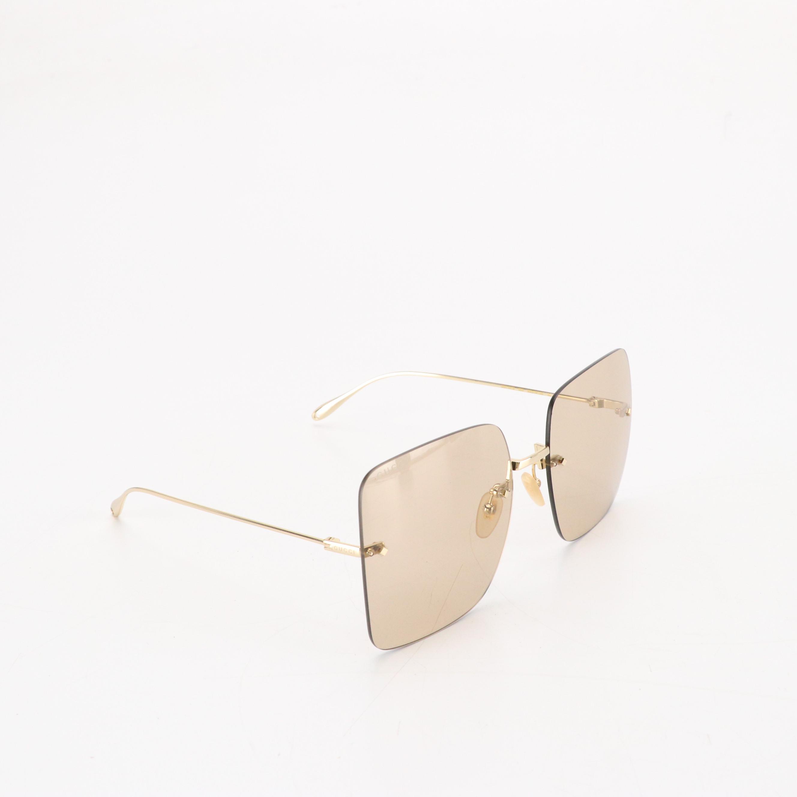 Gucci GG1147S 003 Oversized Rimless Square Sunglasses in Case