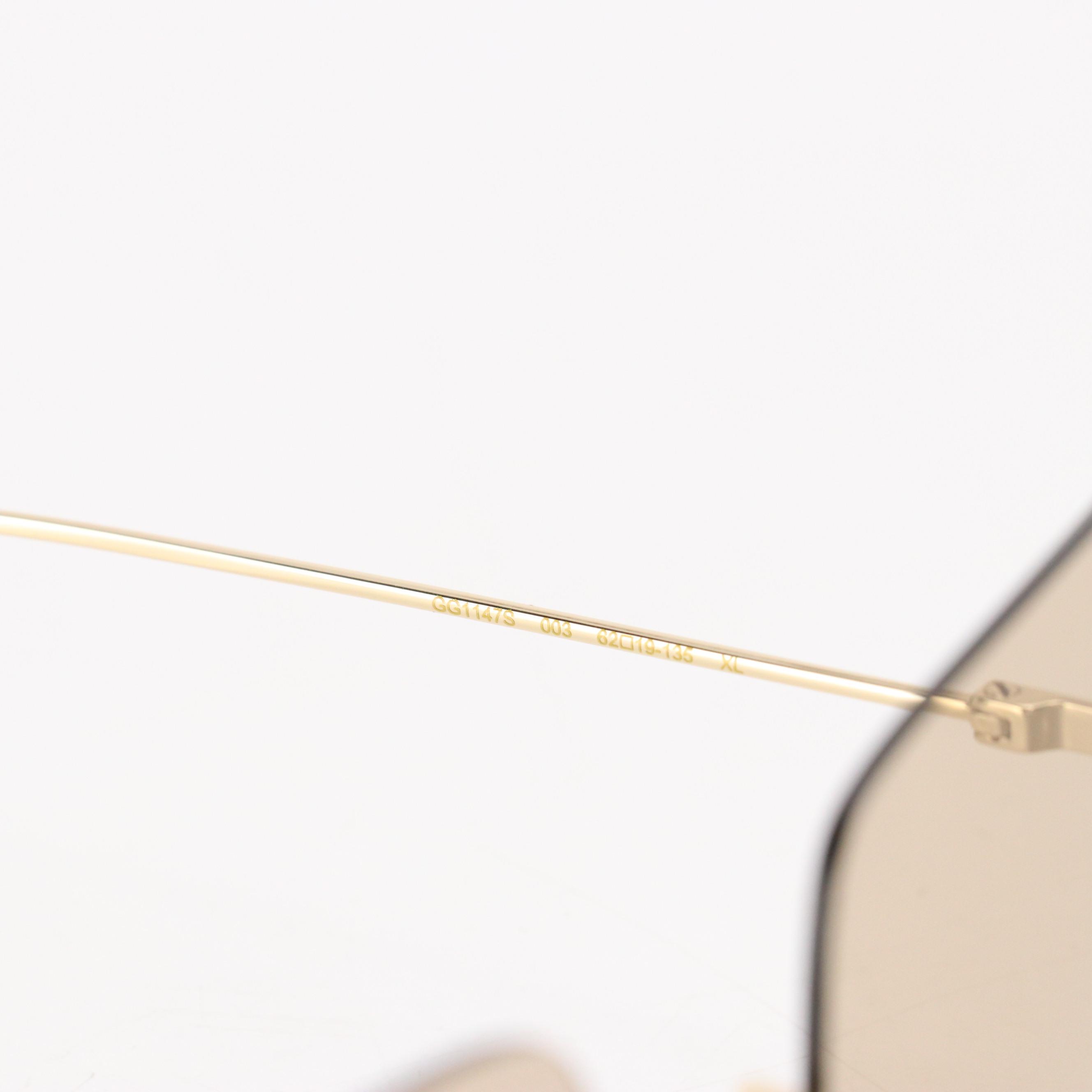 Gucci GG1147S 003 Oversized Rimless Square Sunglasses in Case