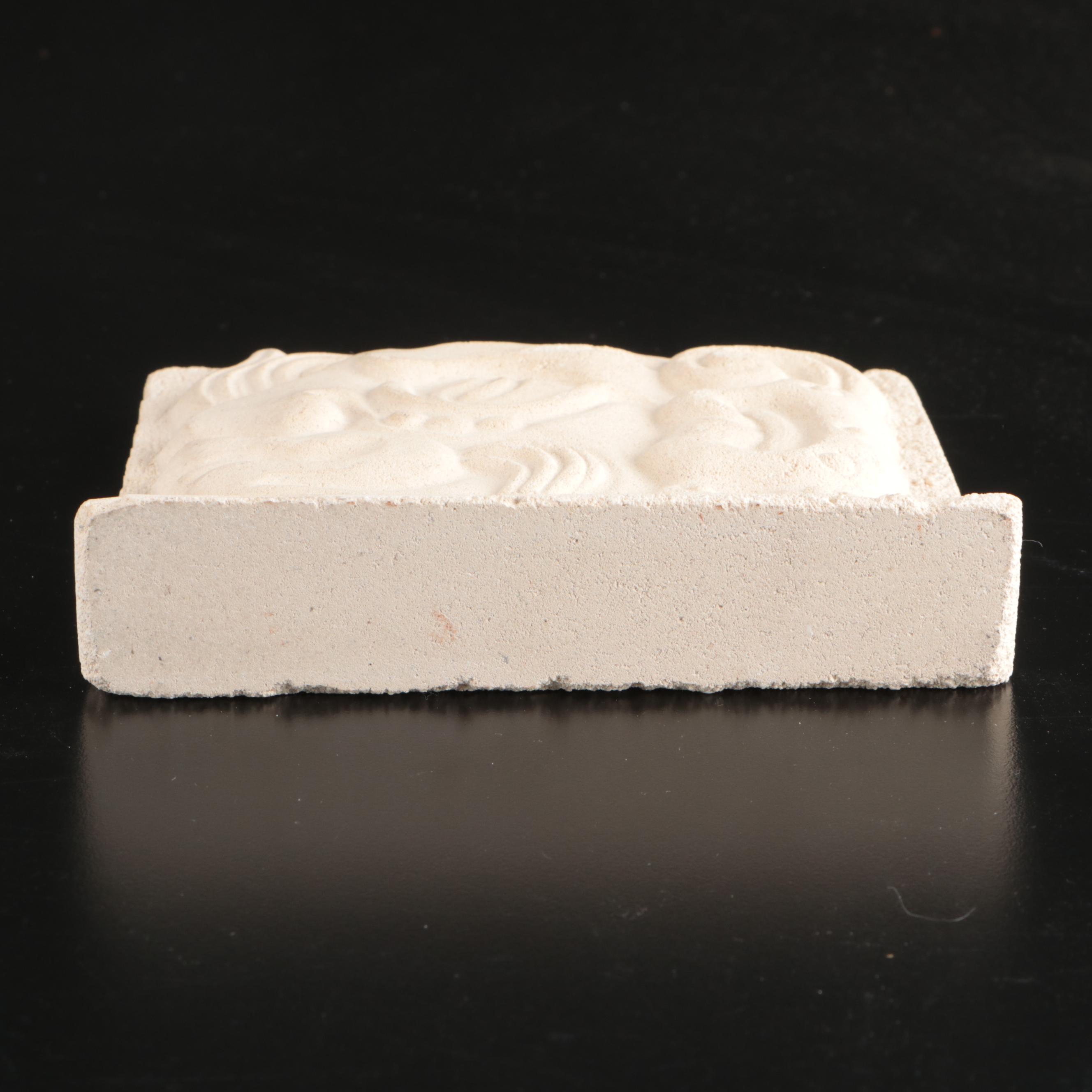 Renato Dorfman Galeria "Dios Jaguar" and "El Guardian" Carved Concrete Tiles