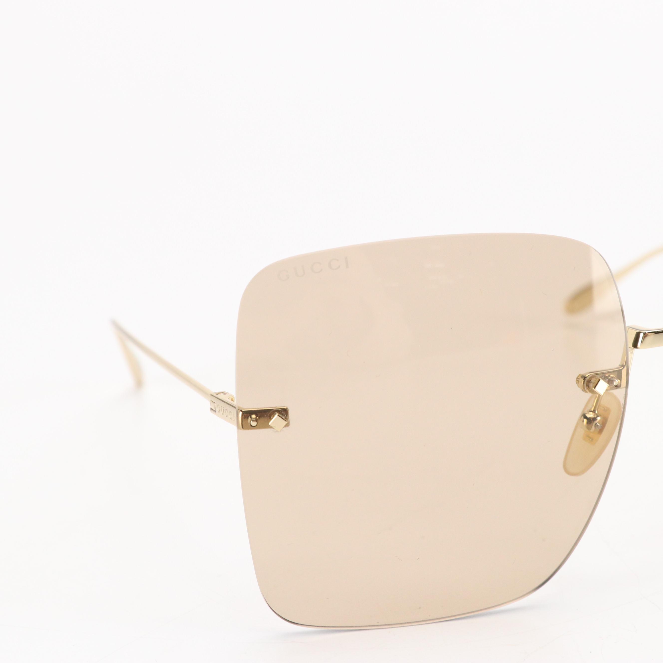 Gucci GG1147S 003 Oversized Rimless Square Sunglasses in Case