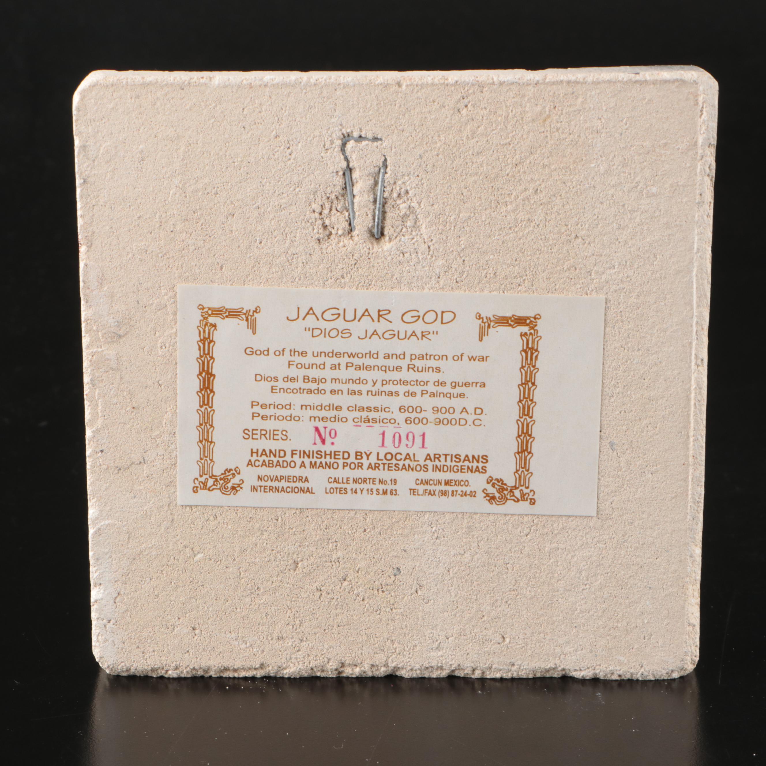 Renato Dorfman Galeria "Dios Jaguar" and "El Guardian" Carved Concrete Tiles