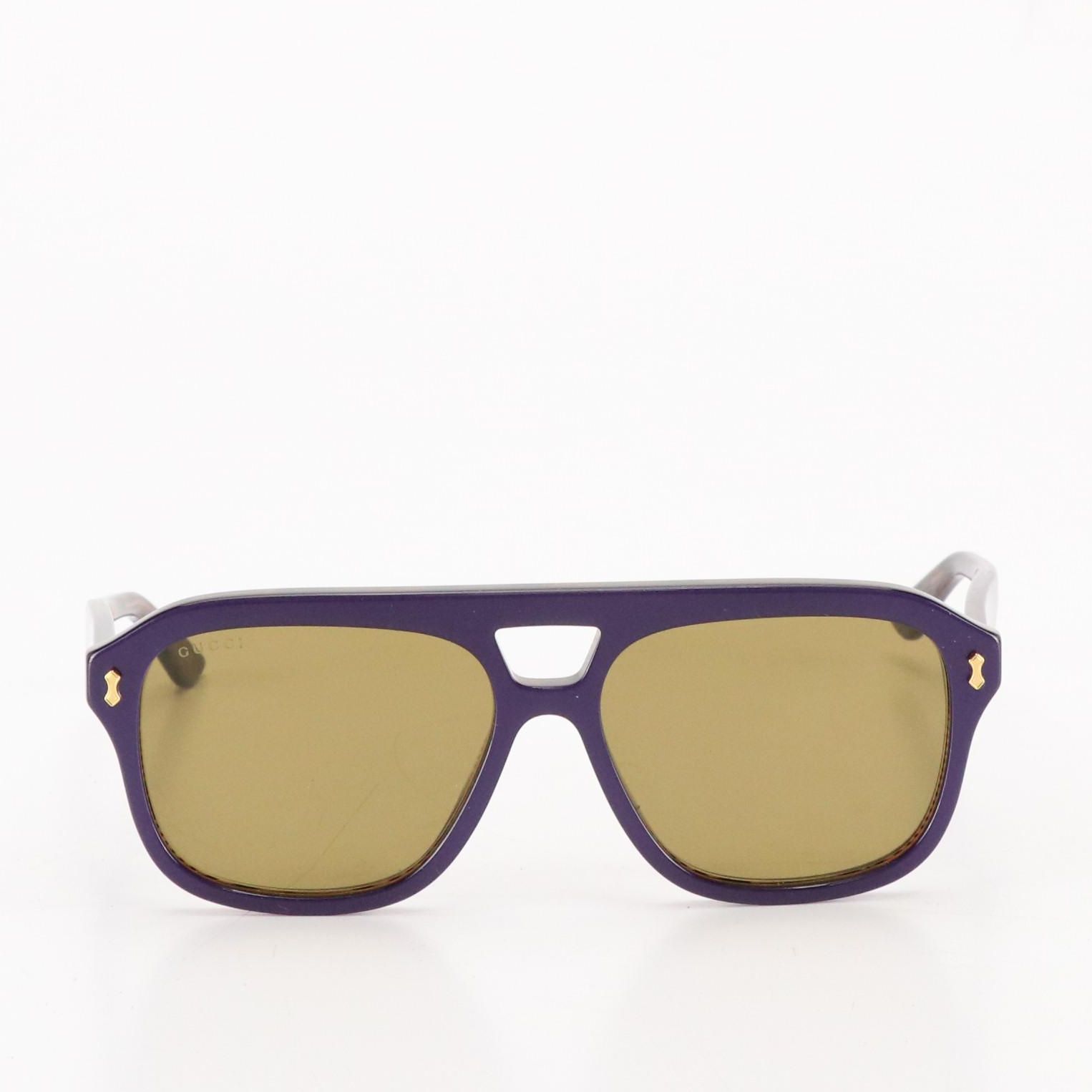 Gucci GG1263S Violet Aviator Framed Brown Lens Sunglasses with Case