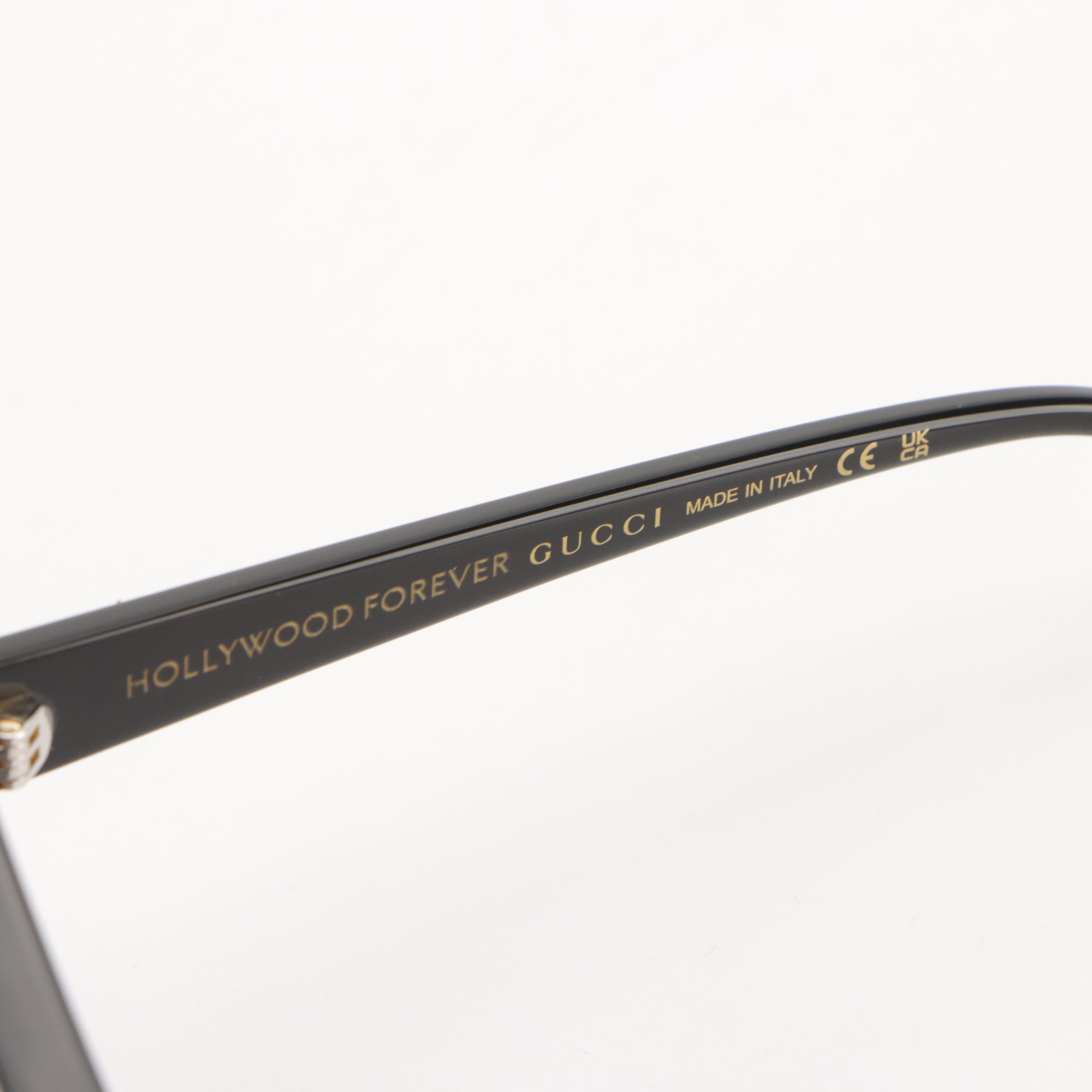 Gucci GG1095S 001 Hollywood Forever Star Rhinestone Cat Eye Sunglasses in Case