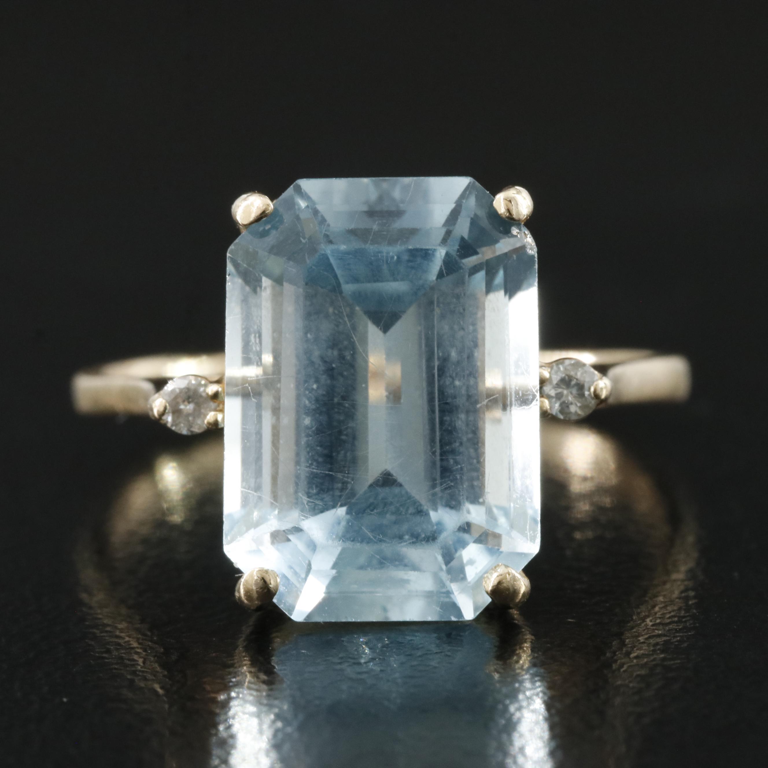 14K Sky Blue Topaz and Diamond Ring