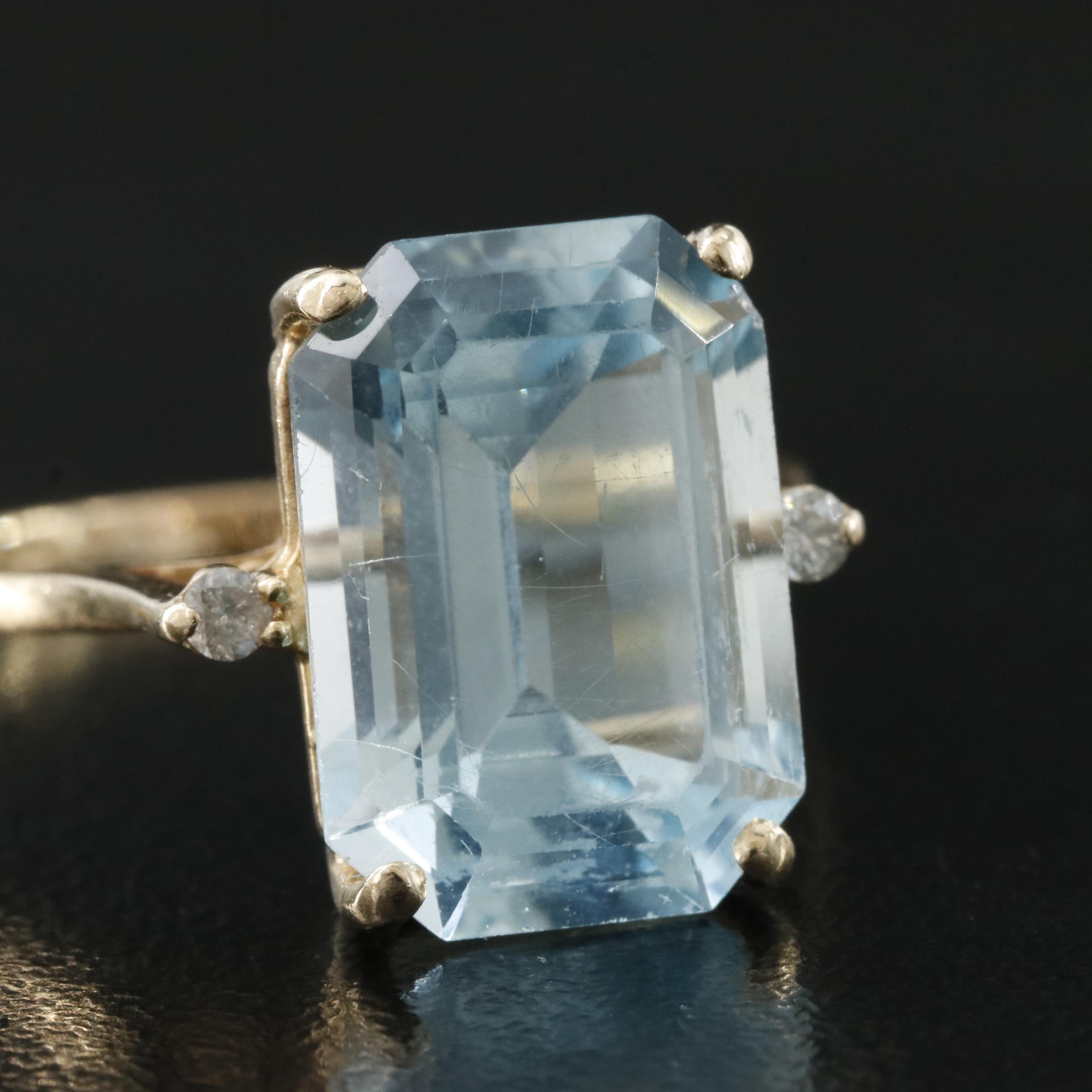 14K Sky Blue Topaz and Diamond Ring