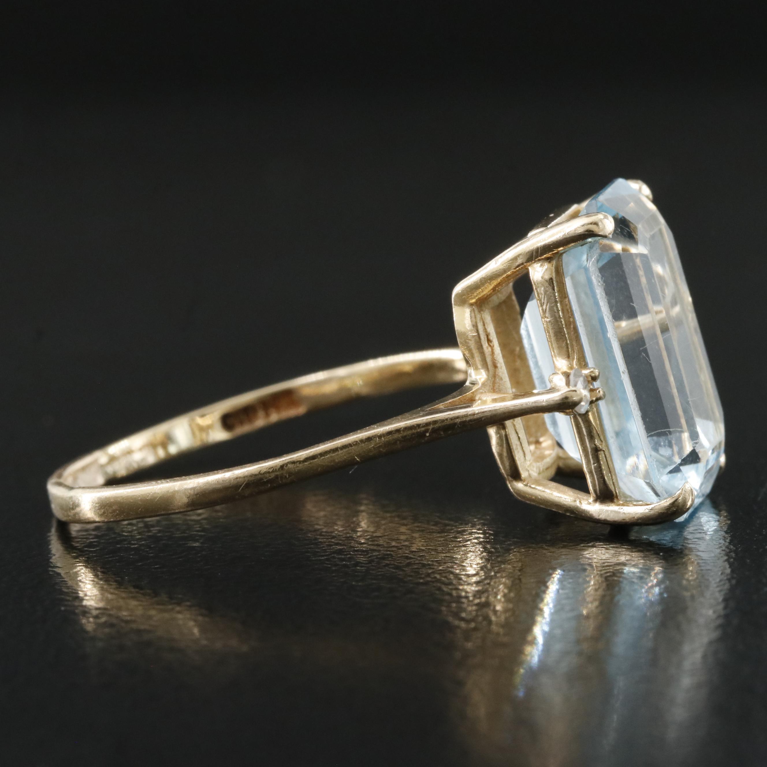 14K Sky Blue Topaz and Diamond Ring