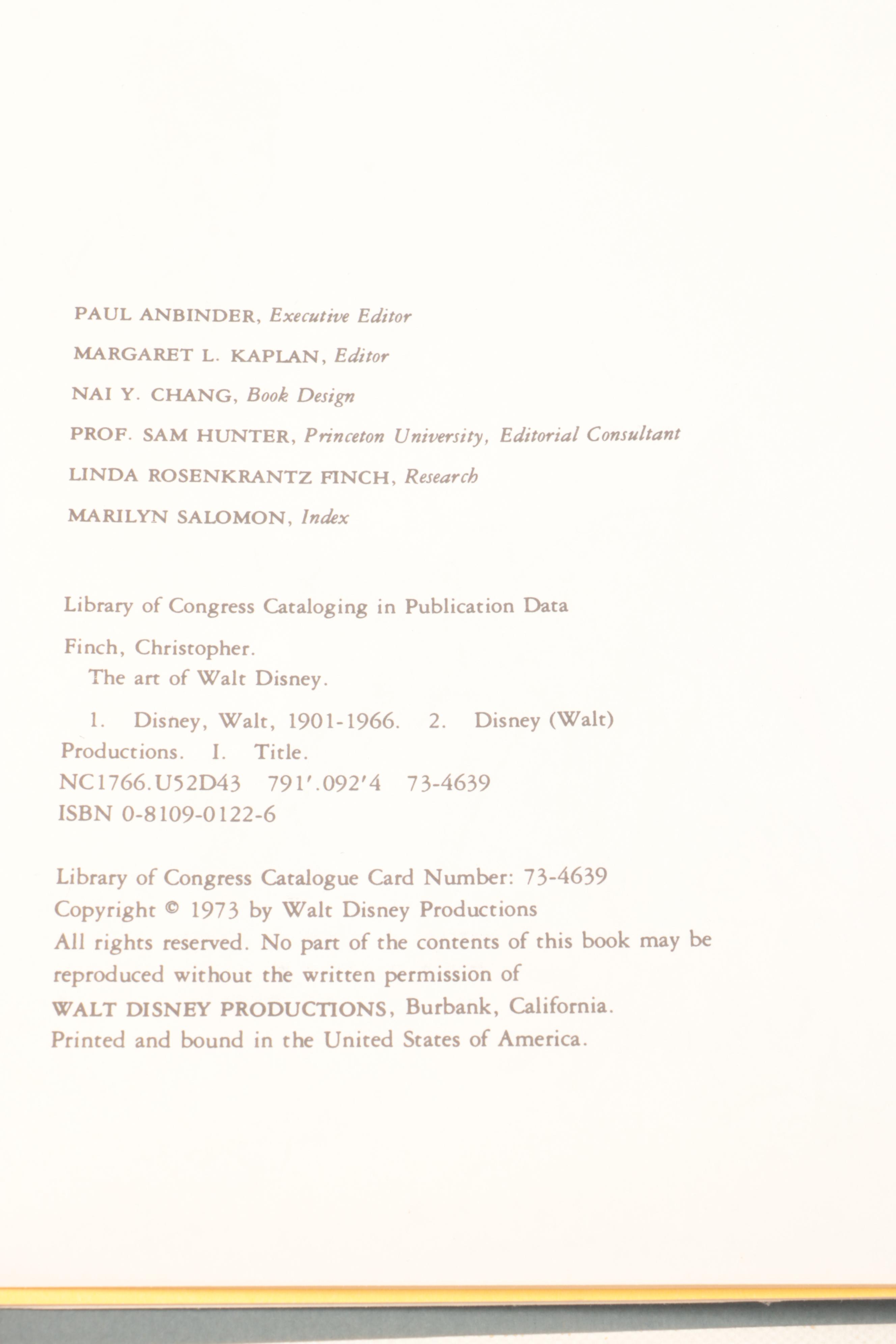 First Edition "The Art of Walt Disney" by Christopher Finch, 1973