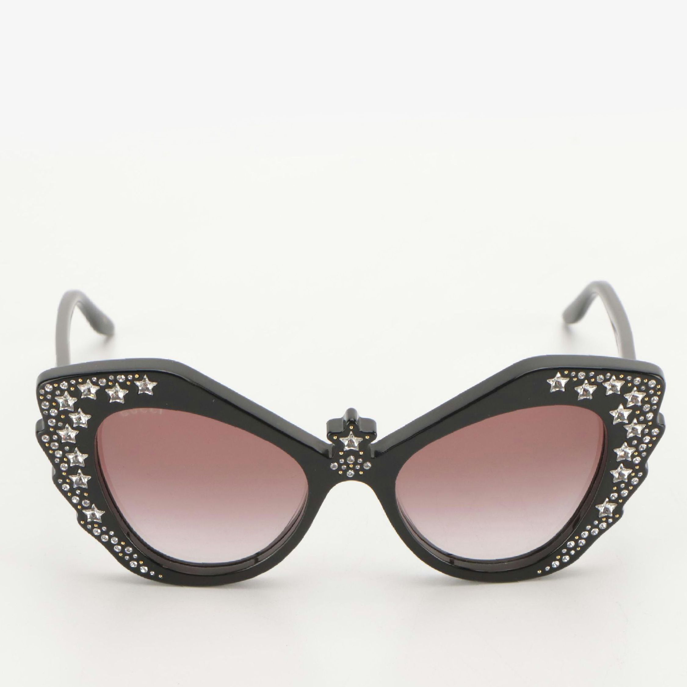 Gucci GG1095S 001 Hollywood Forever Star Rhinestone Cat Eye Sunglasses in Case