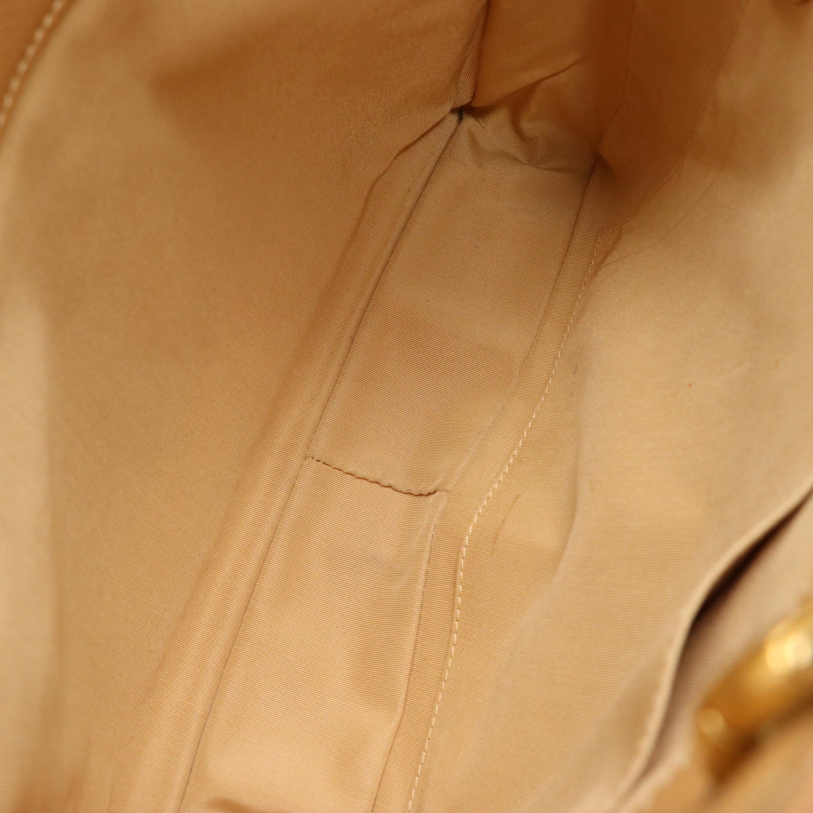 Chanel CC-Stitched Chain Strap Tote in Beige Quilted Caviar Leather