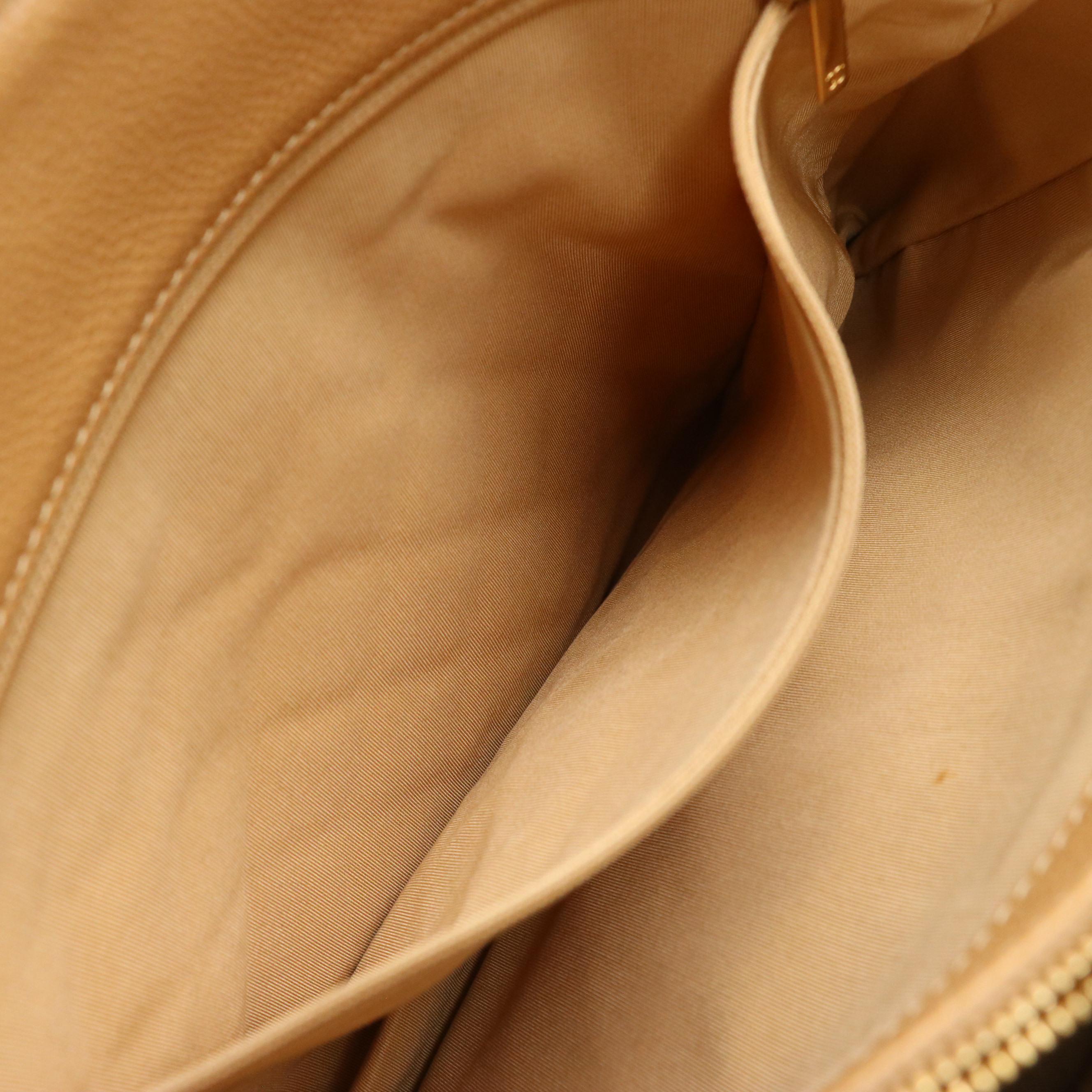 Chanel CC-Stitched Chain Strap Tote in Beige Quilted Caviar Leather