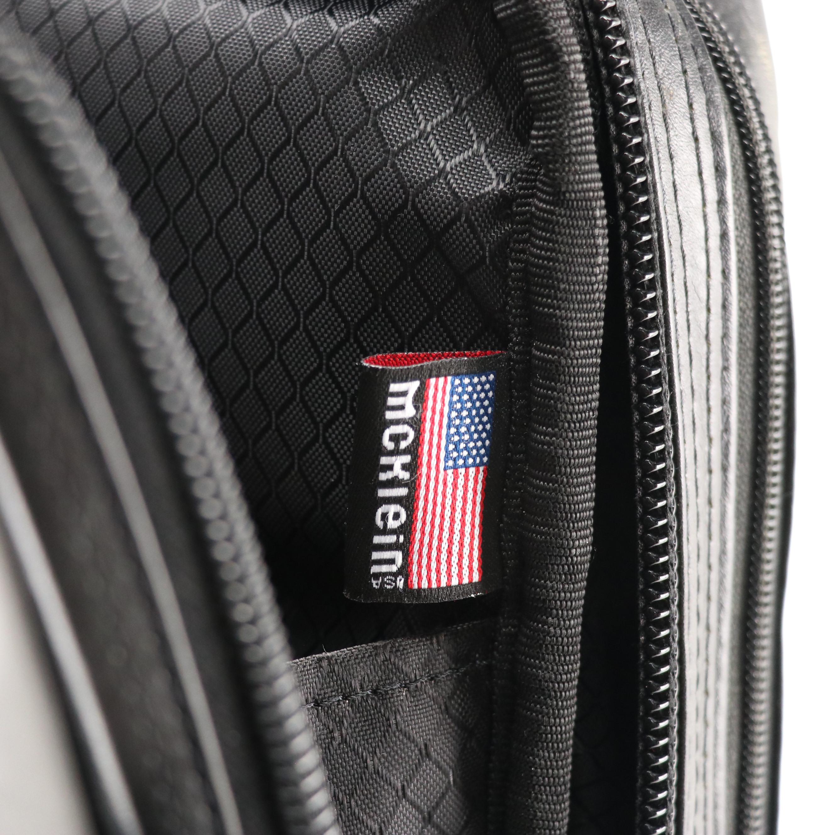 Mcklein Detachable Two-Wheel Travel Bag/Backpack in Black Leather