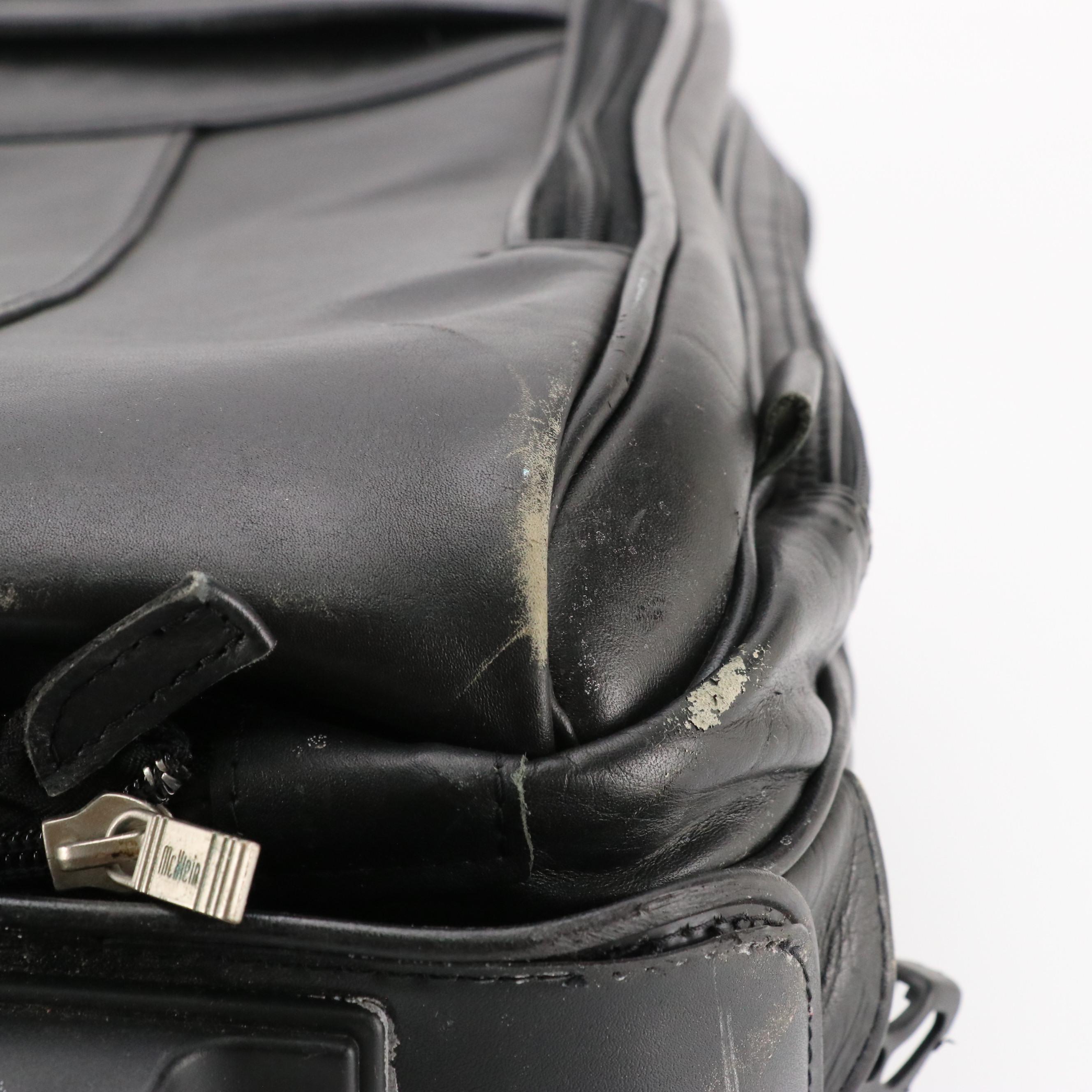 Mcklein Detachable Two-Wheel Travel Bag/Backpack in Black Leather