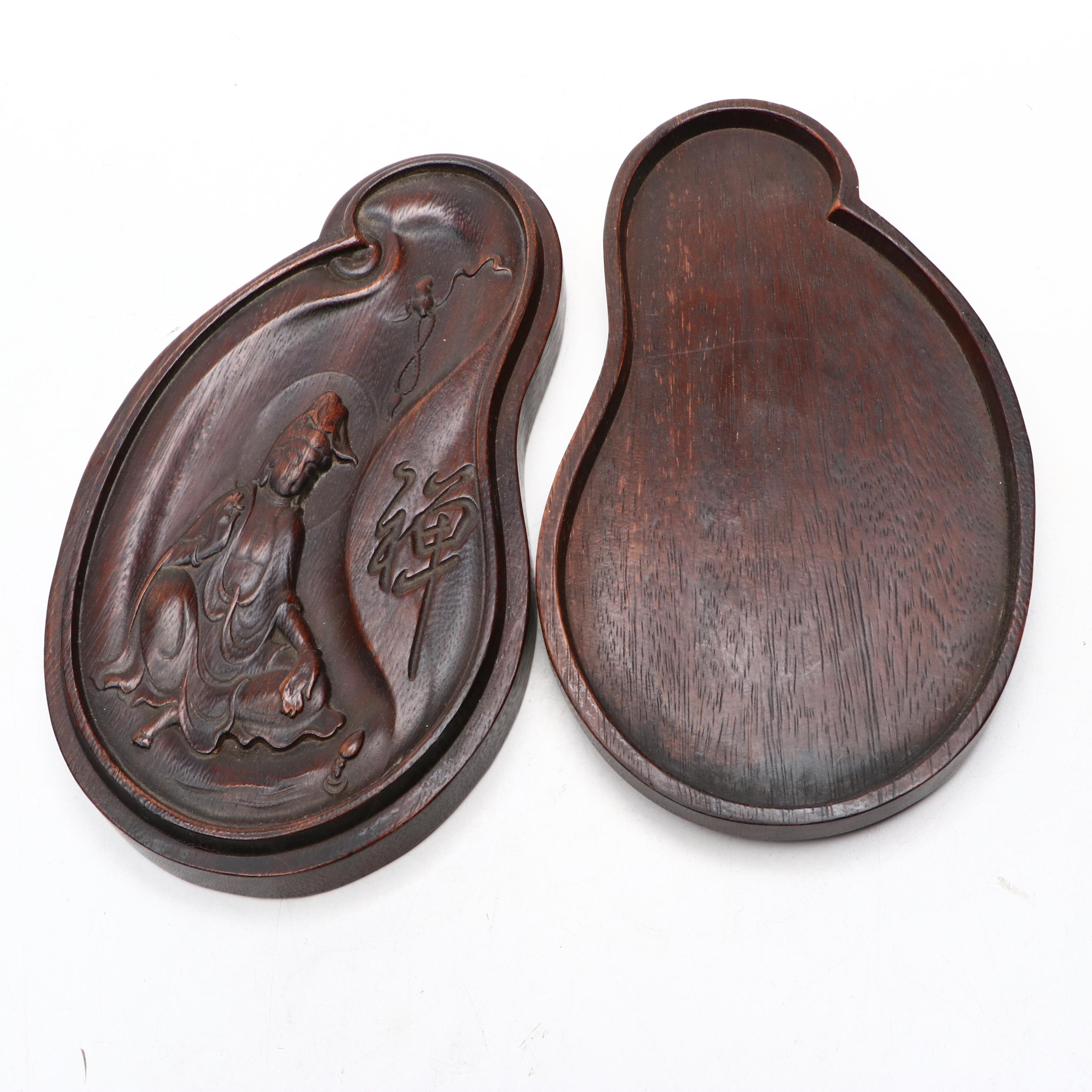 Chinese Pictorial Wood Ink Stones