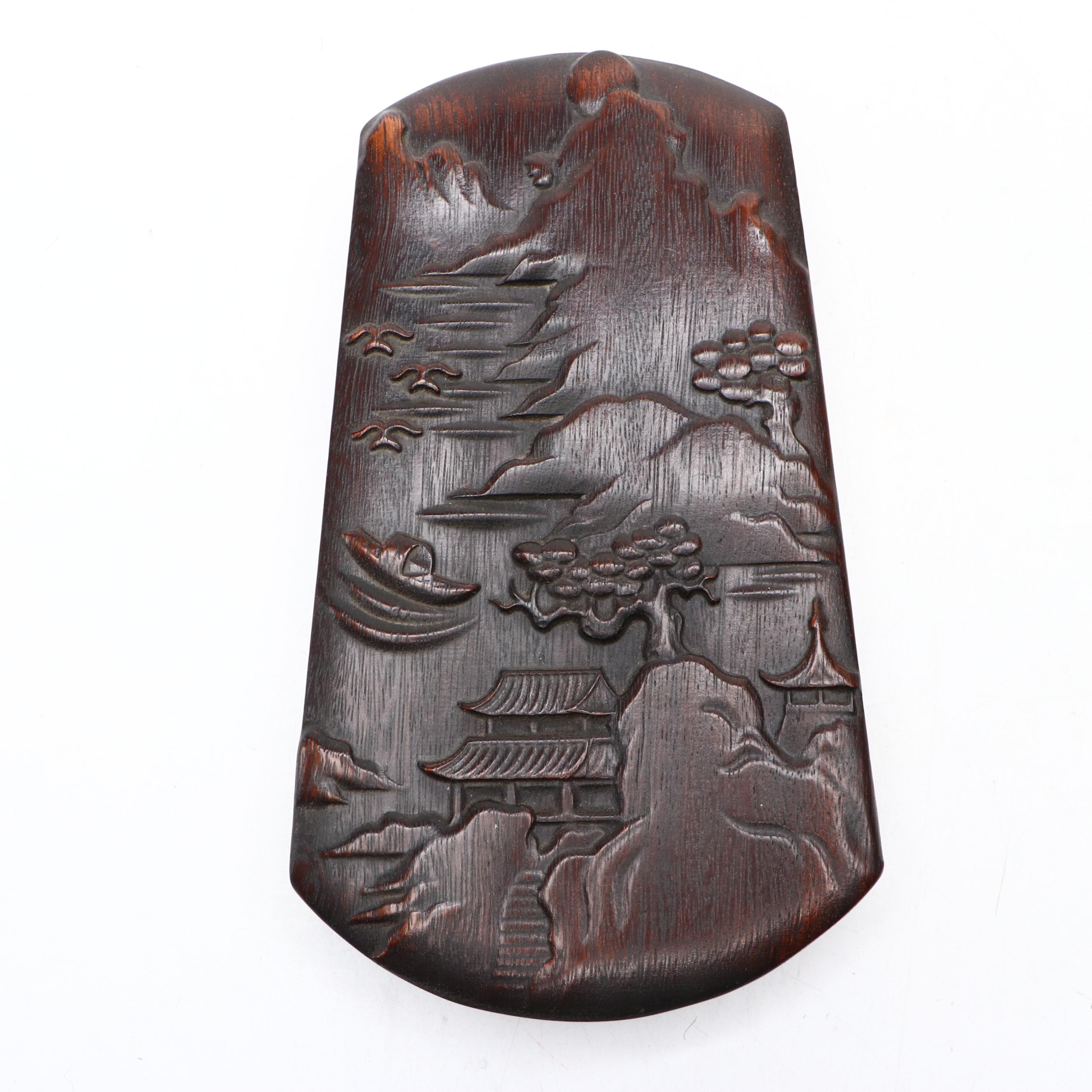 Chinese Pictorial Wood Ink Stones