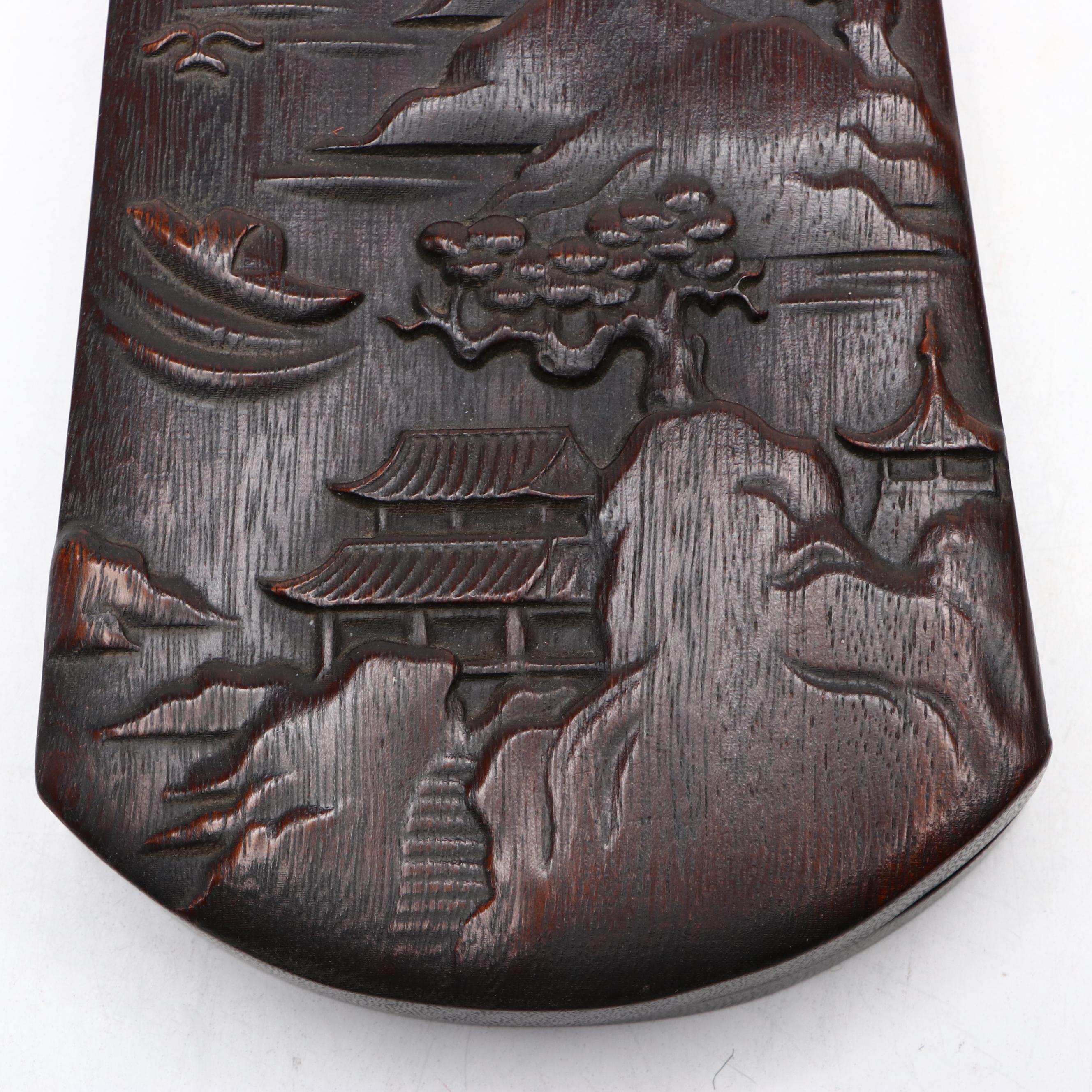 Chinese Pictorial Wood Ink Stones