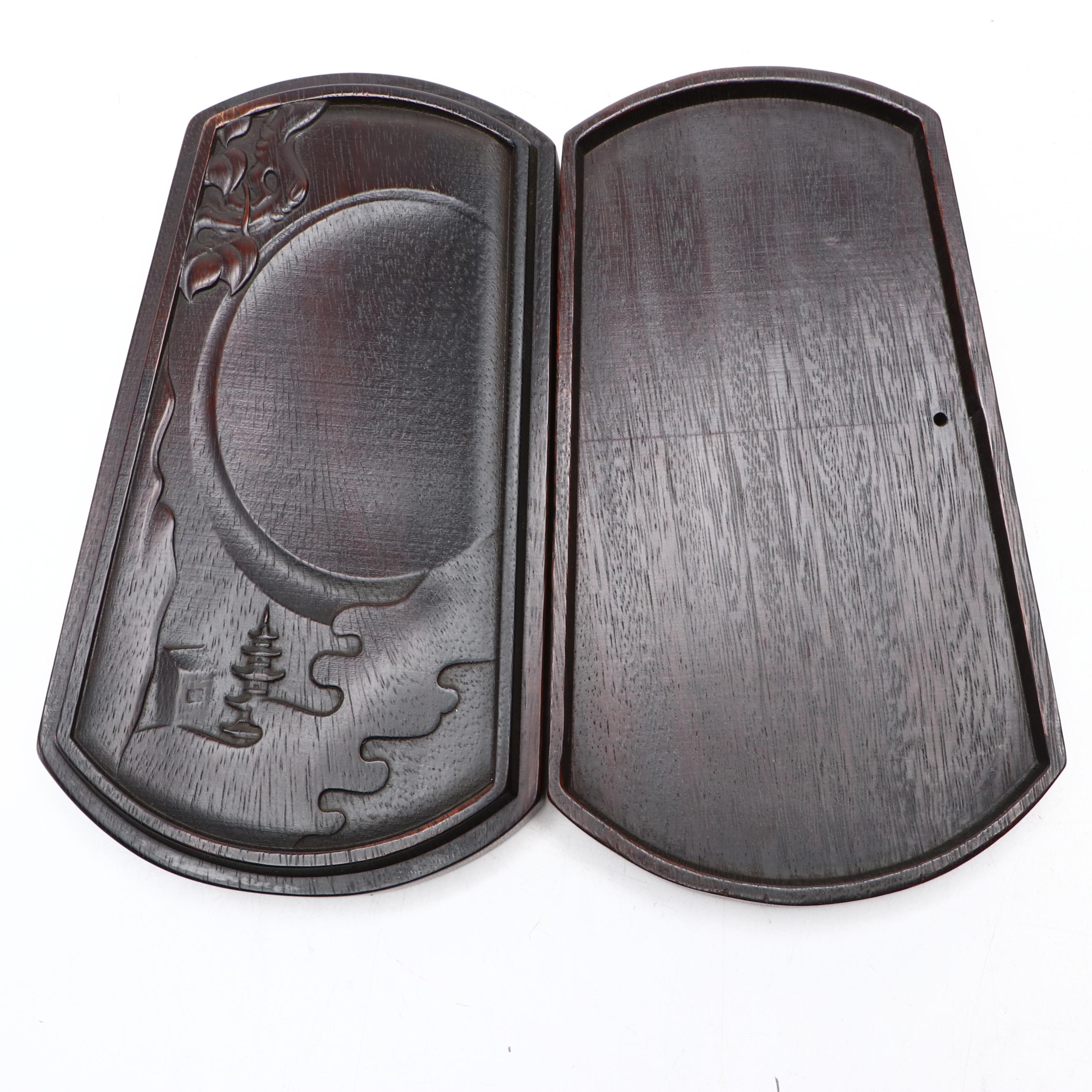 Chinese Pictorial Wood Ink Stones