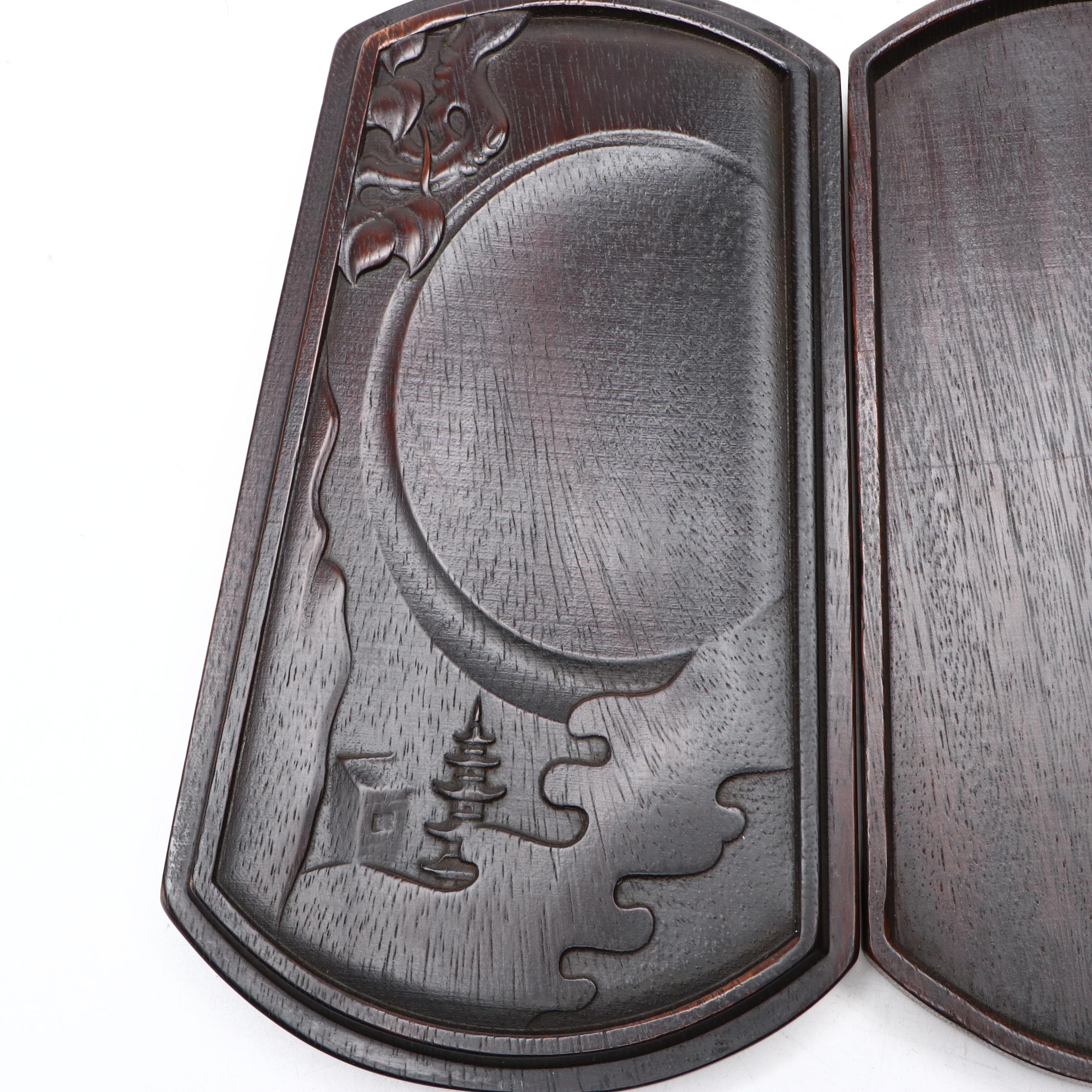 Chinese Pictorial Wood Ink Stones