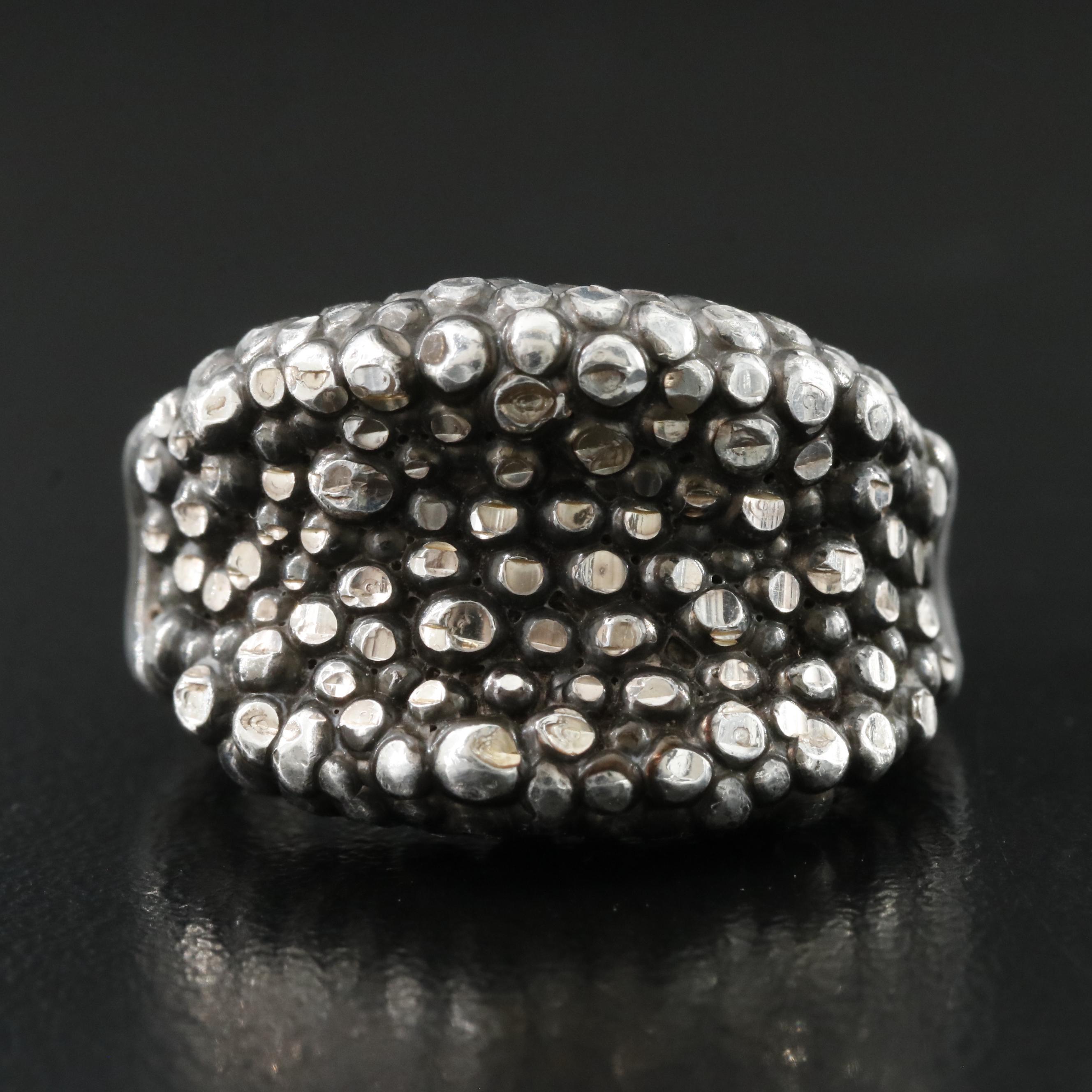 Roberto Coin Darkened Sterling Blackberry Textured Saddle Ring