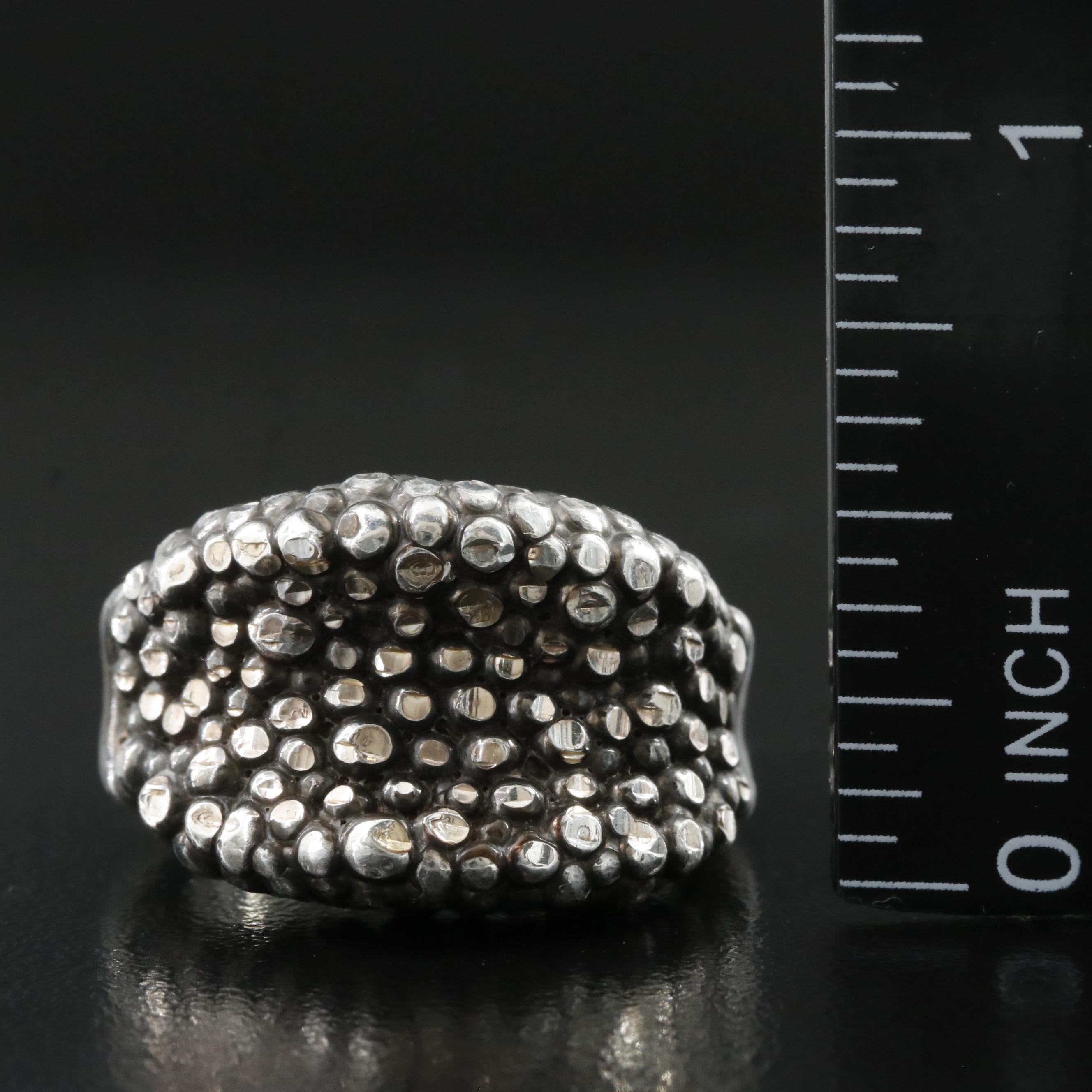 Roberto Coin Darkened Sterling Blackberry Textured Saddle Ring