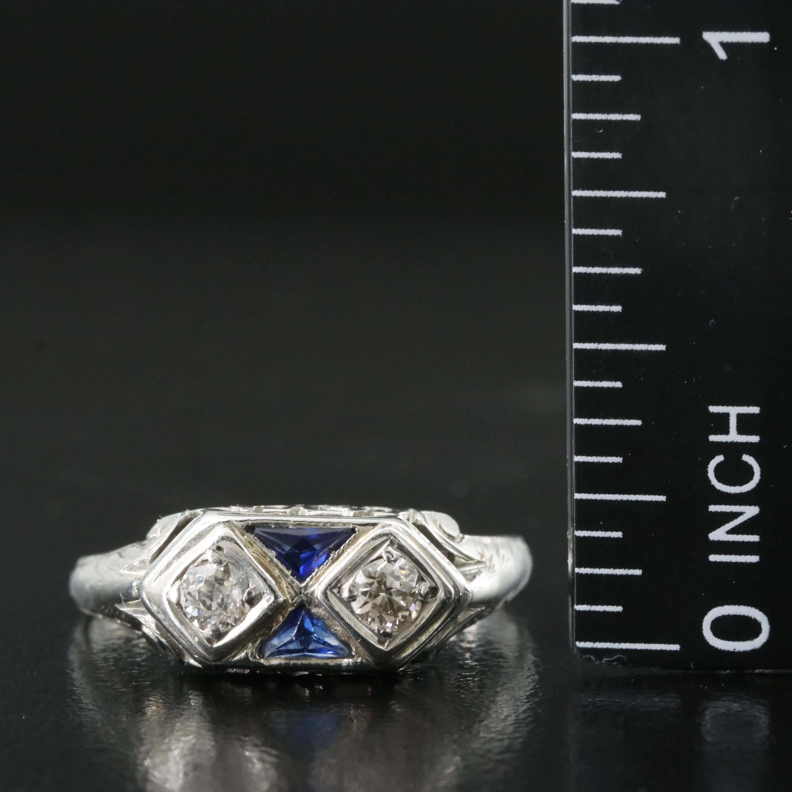 Vintage 18K Diamond and Sapphire Ring