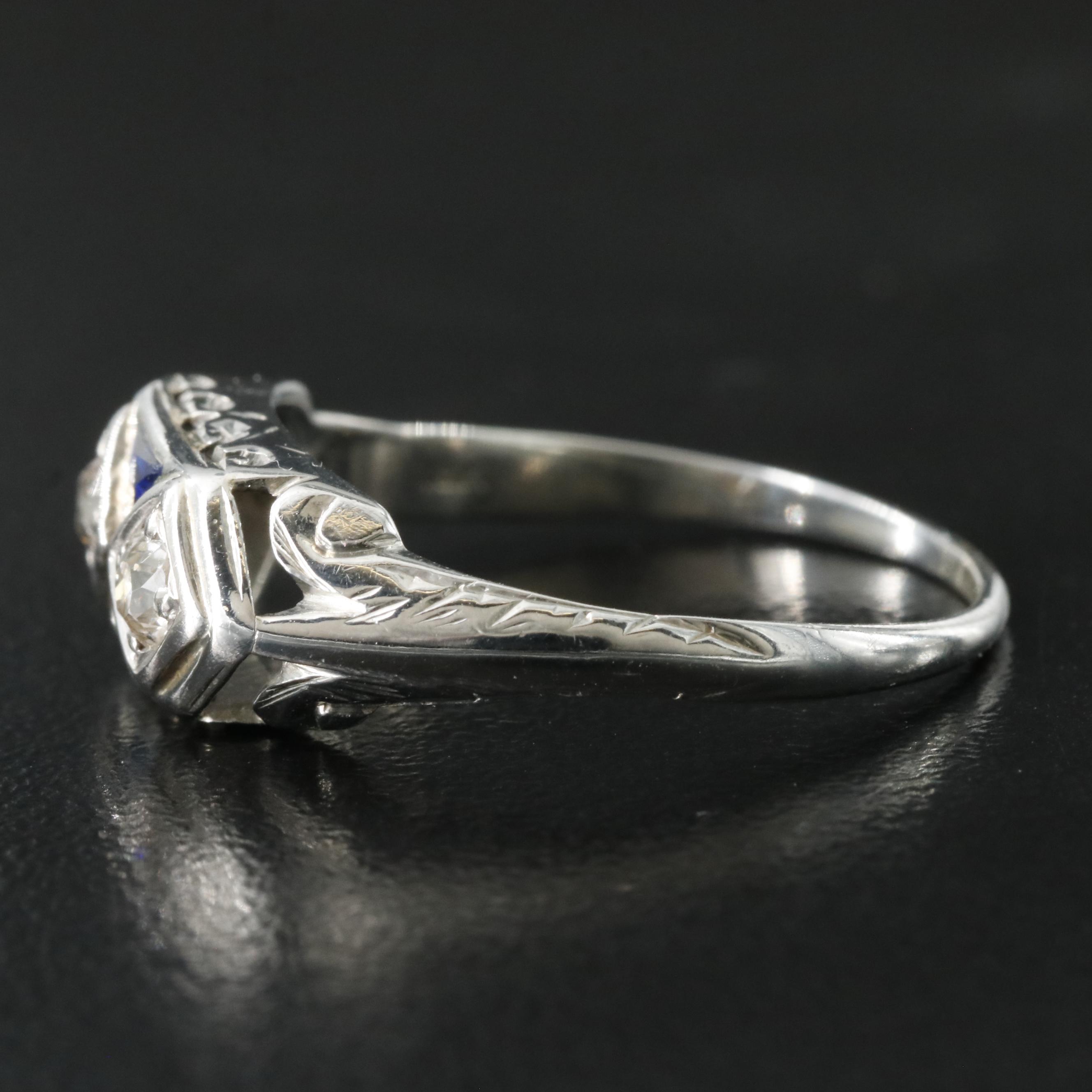 Vintage 18K Diamond and Sapphire Ring