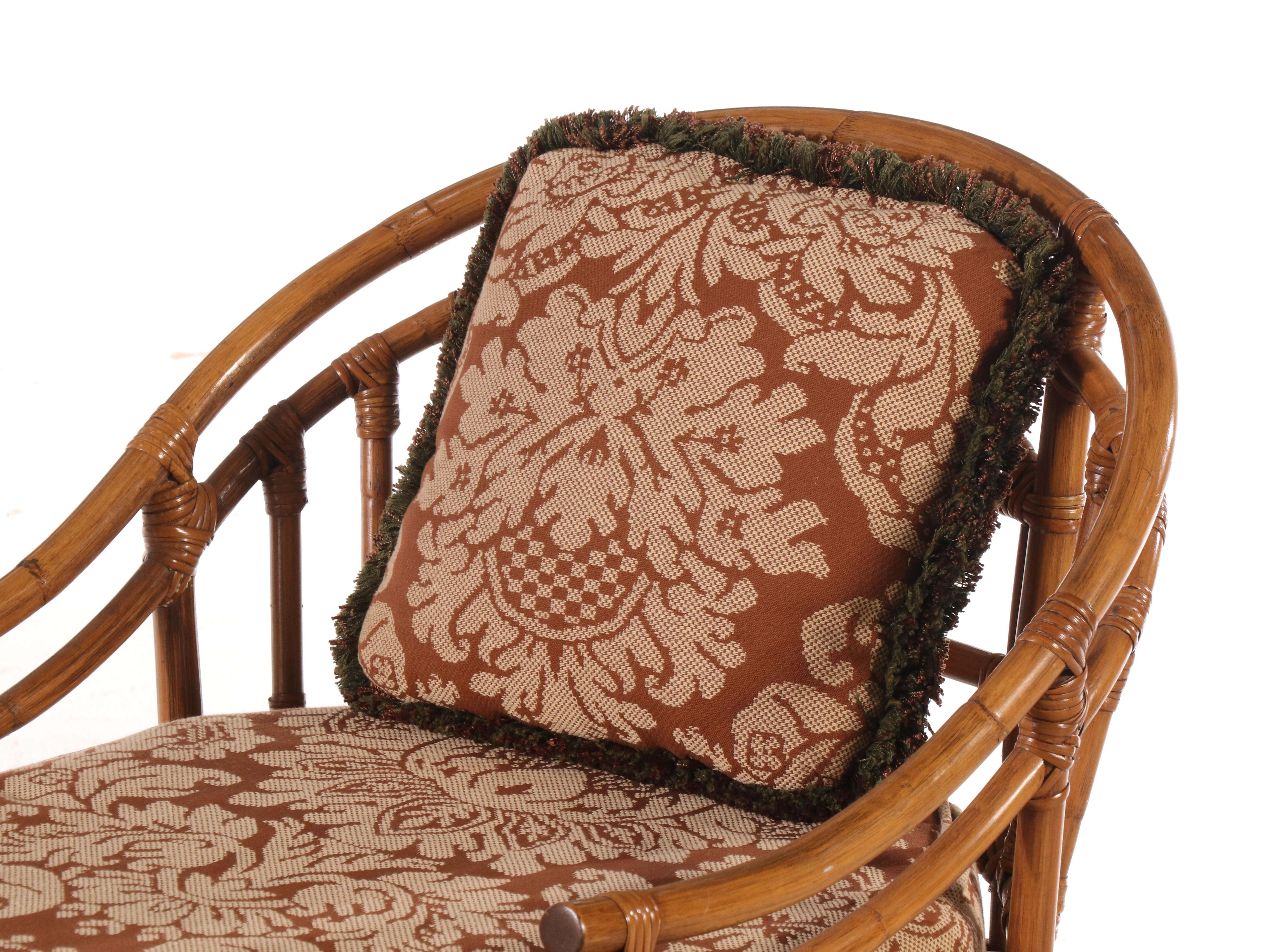 Rattan Chaise Lounge and Glass Top Coffee Table, Late 20th Century