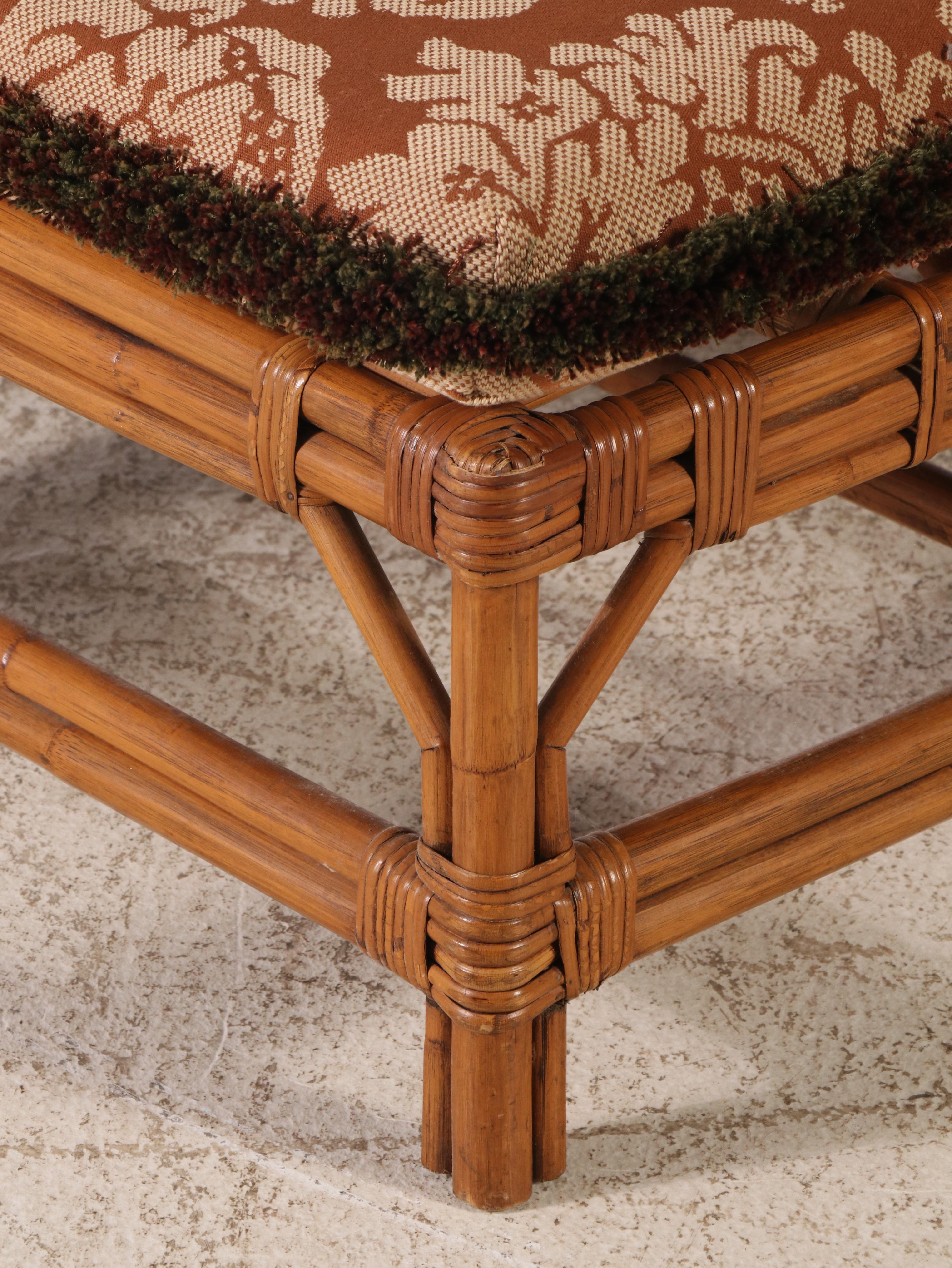 Rattan Chaise Lounge and Glass Top Coffee Table, Late 20th Century