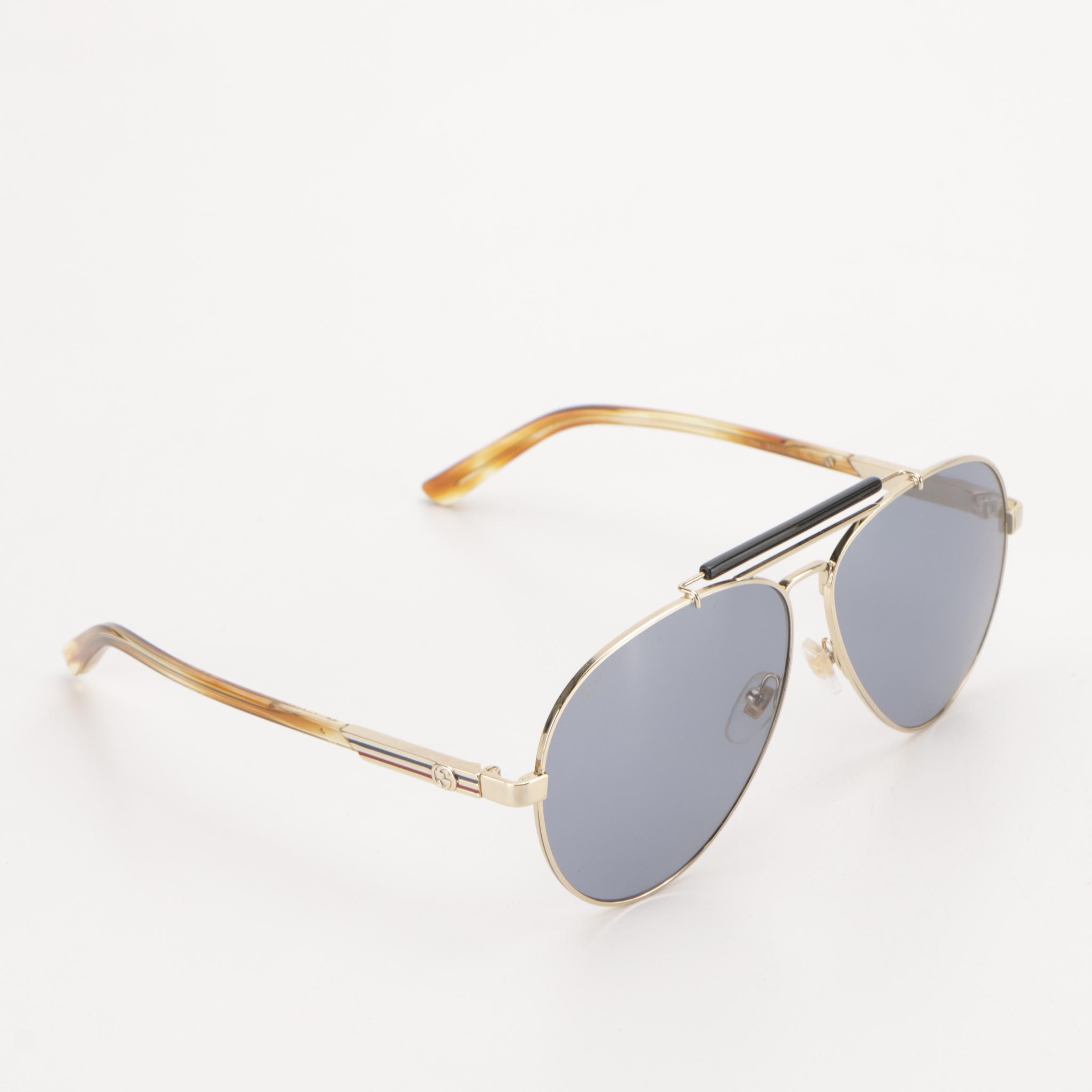Gucci GG1287S 004 Gold Tone Aviator Sunglasses, With Case