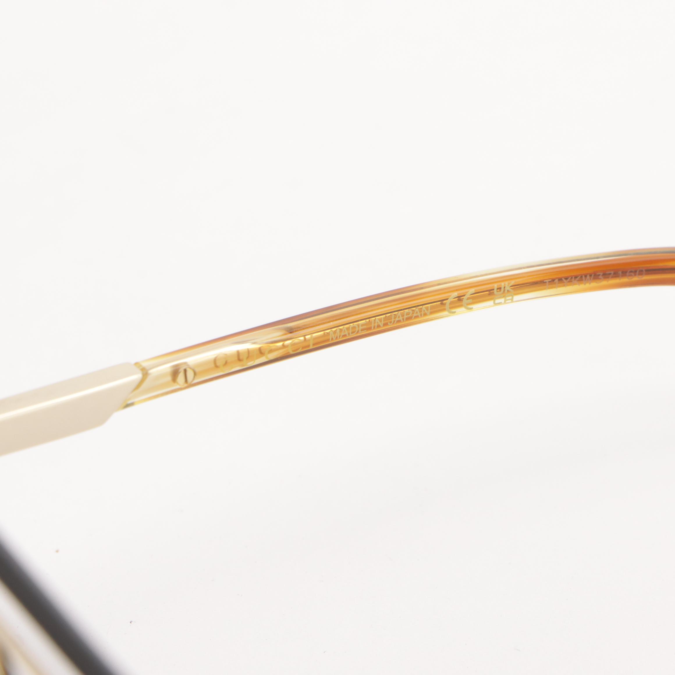 Gucci GG1287S 004 Gold Tone Aviator Sunglasses, With Case