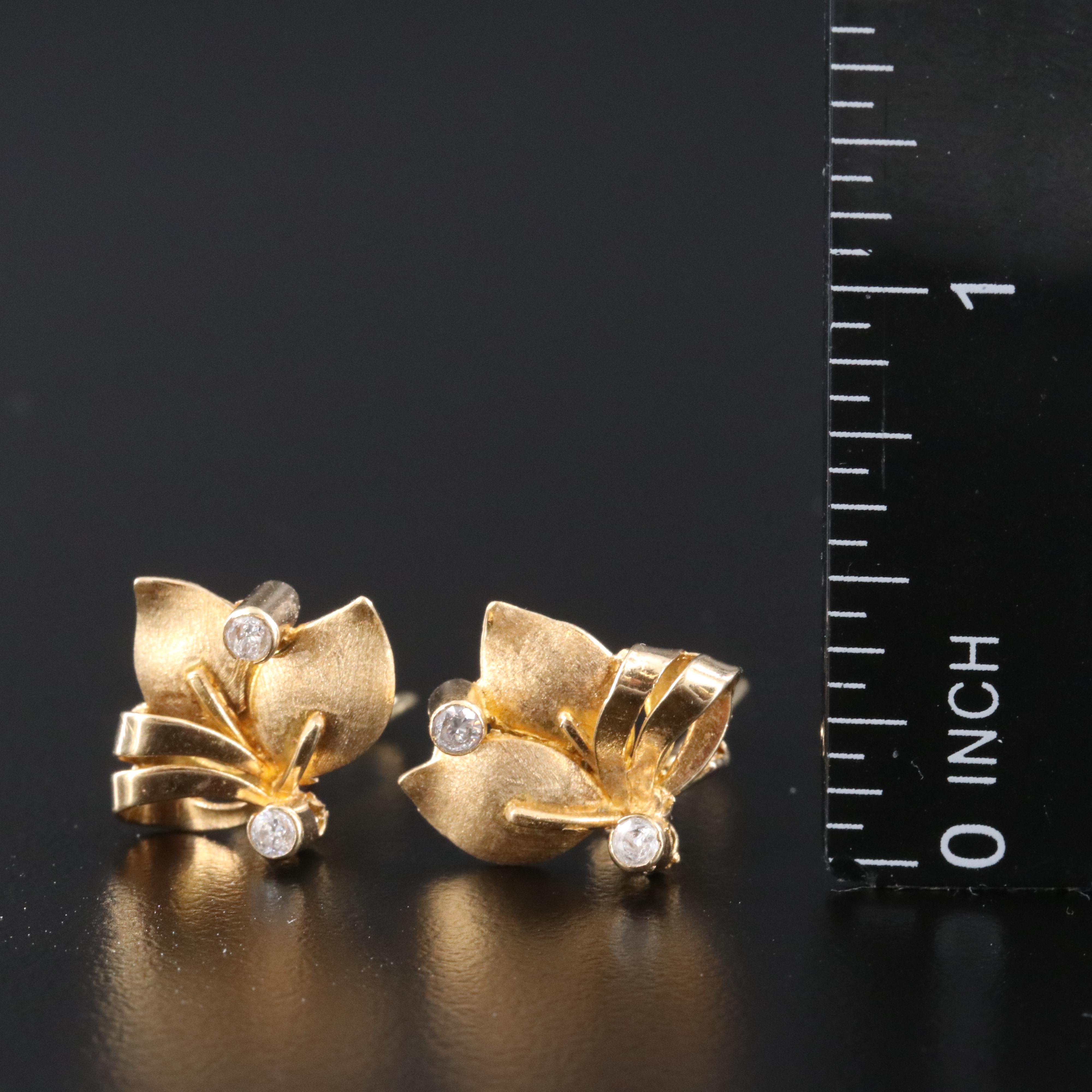 14K Leaf Clip Earrings