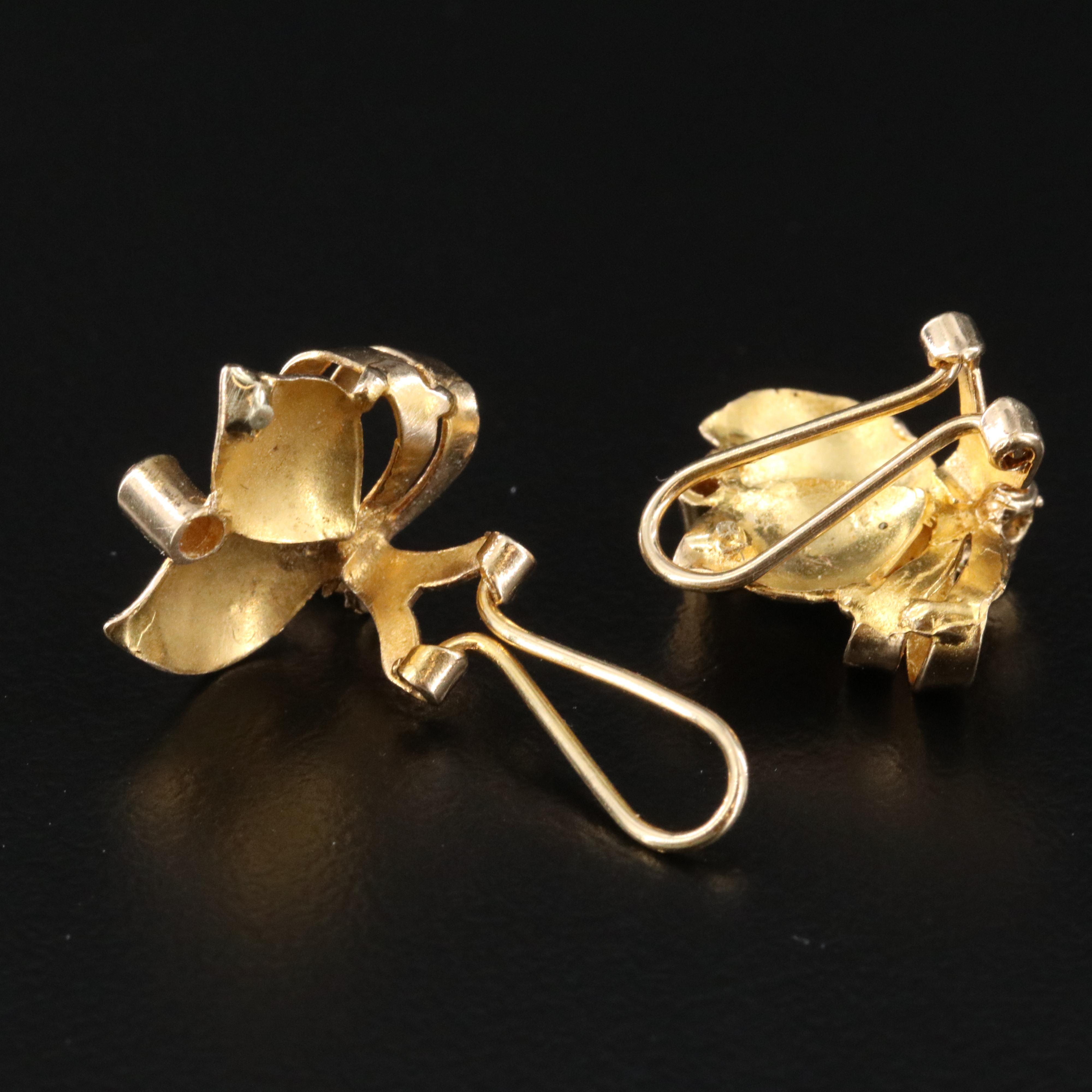 14K Leaf Clip Earrings