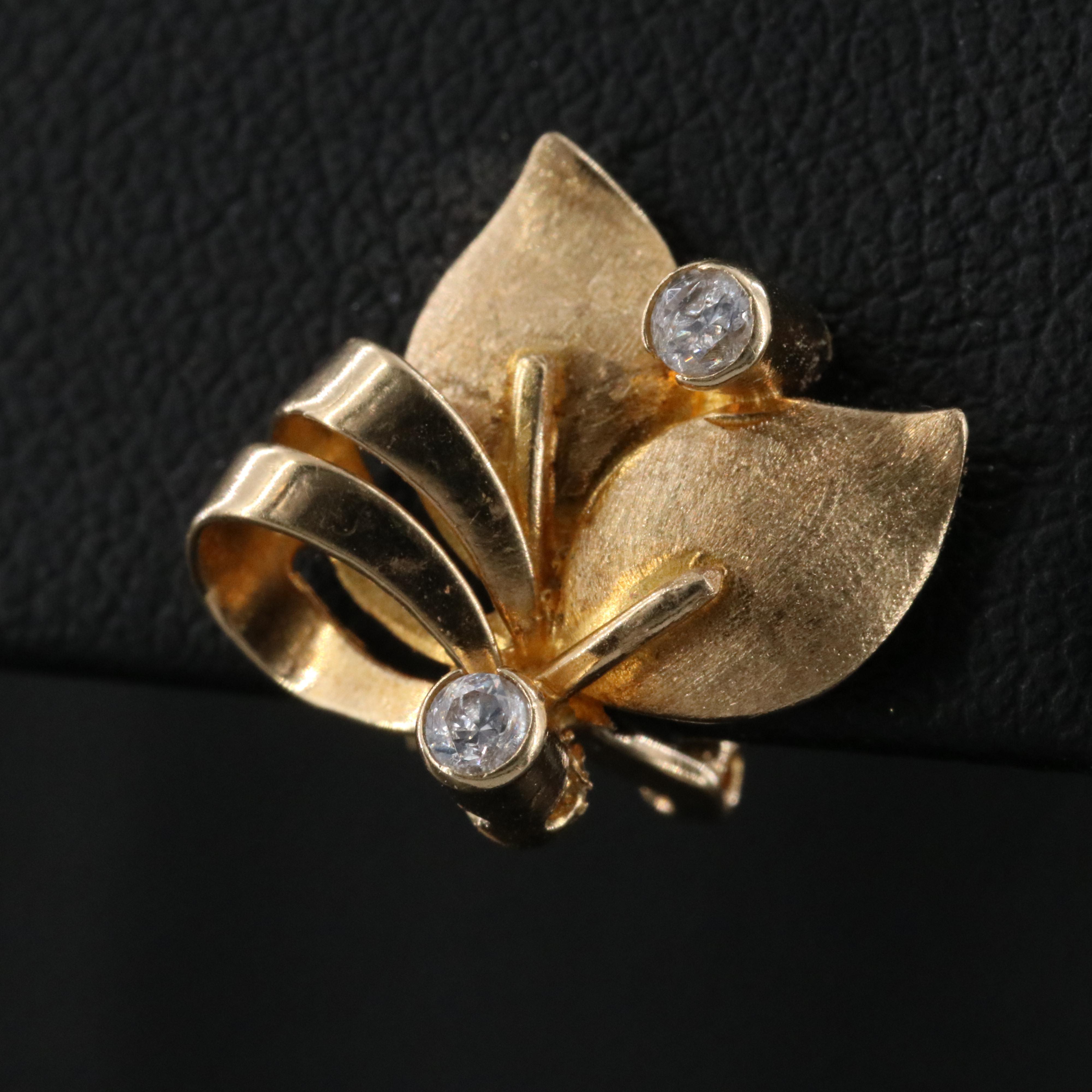 14K Leaf Clip Earrings