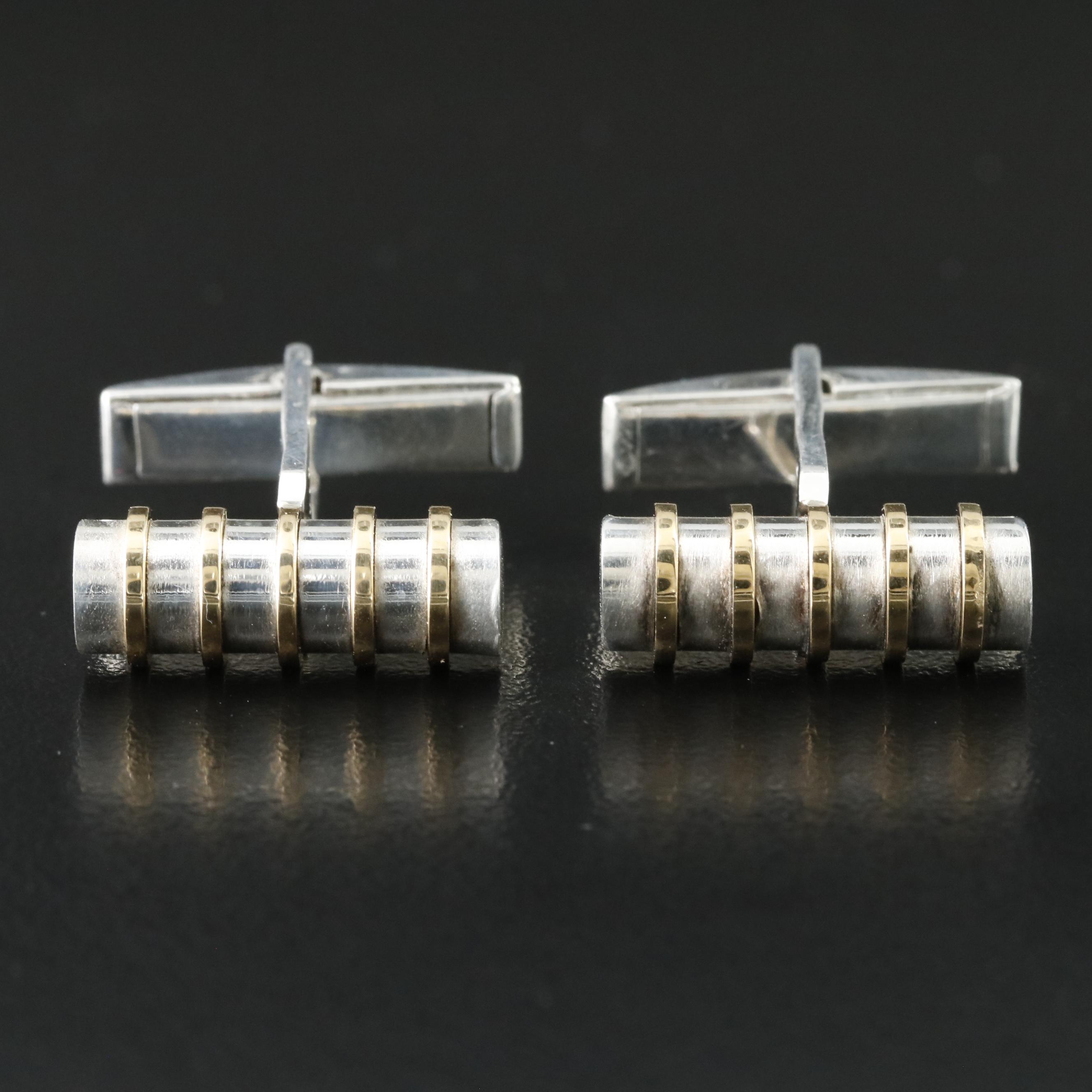 Tiffany & Co. Sterling and 18K Cylinder Cufflinks