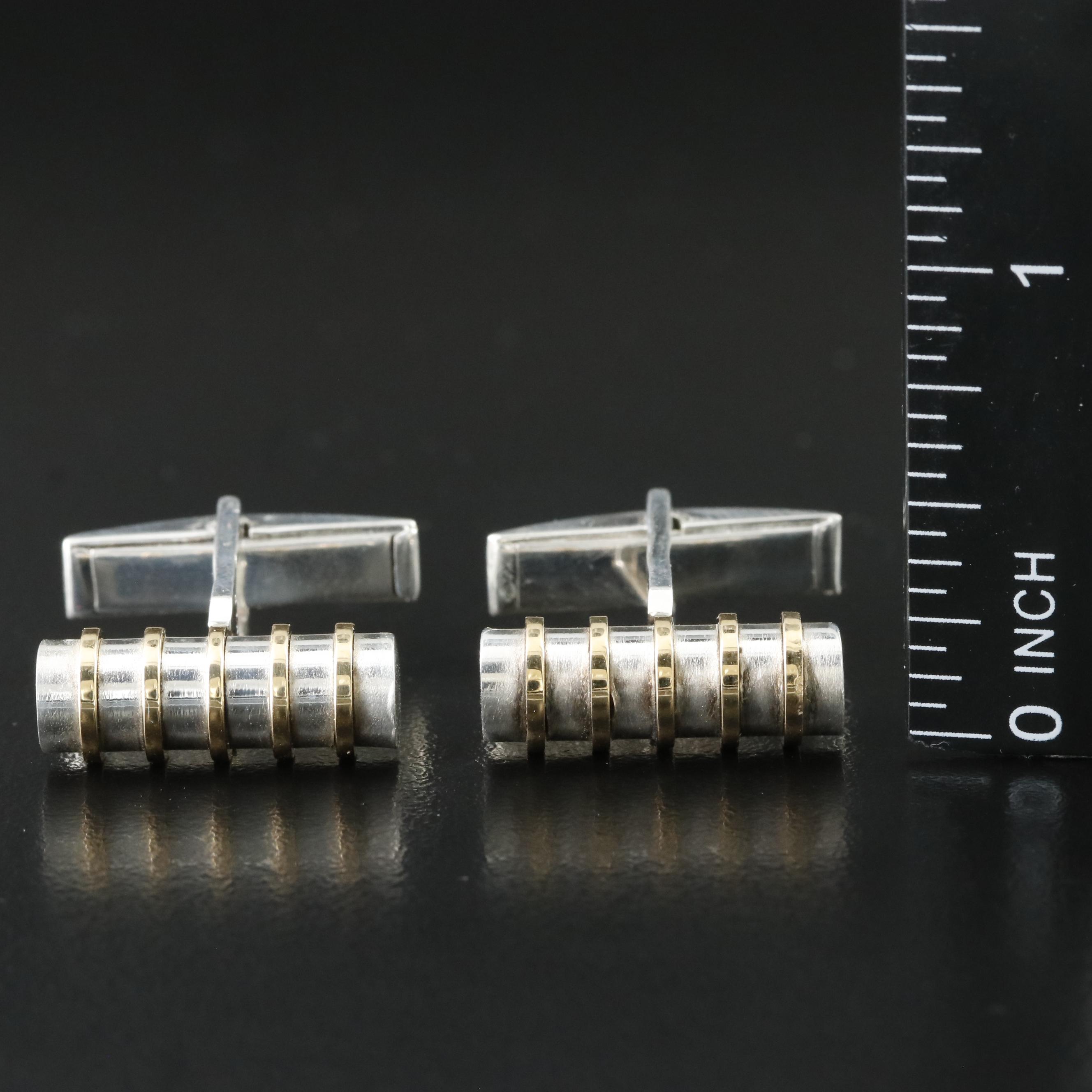 Tiffany & Co. Sterling and 18K Cylinder Cufflinks