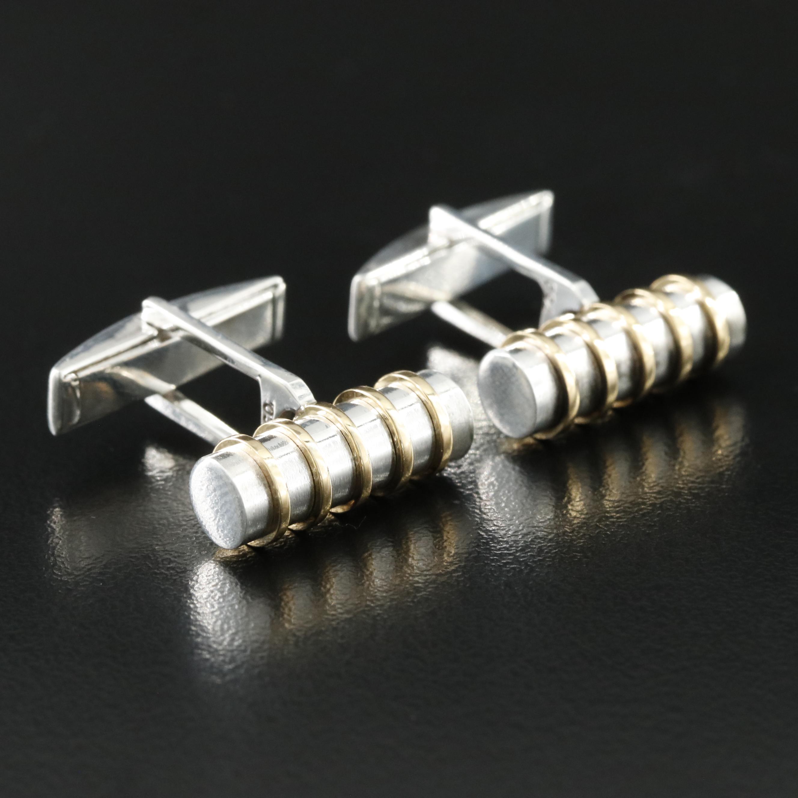 Tiffany & Co. Sterling and 18K Cylinder Cufflinks