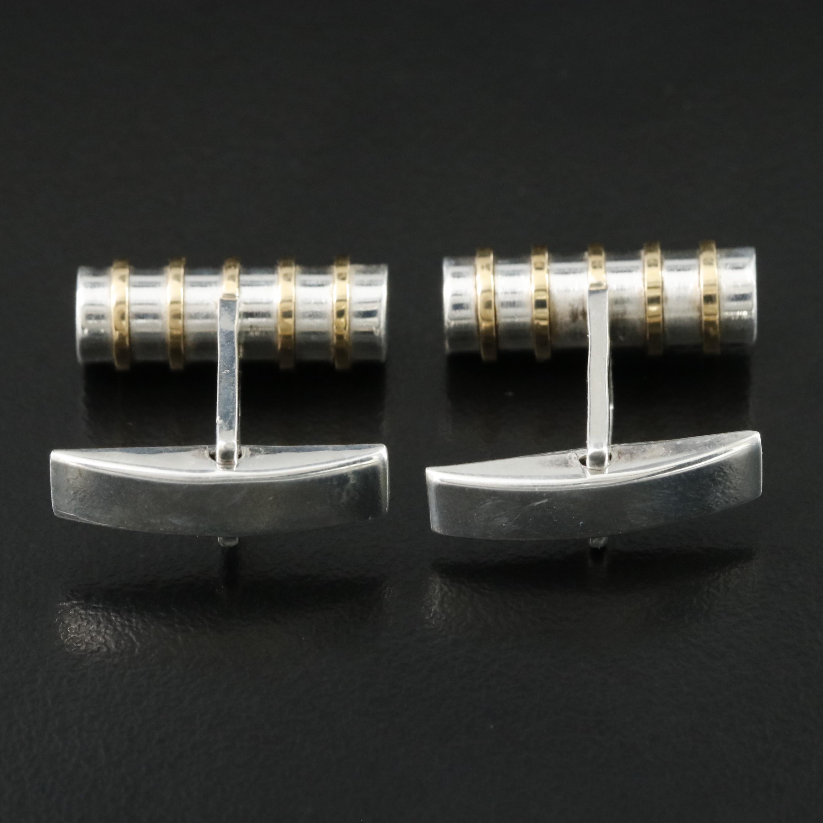Tiffany & Co. Sterling and 18K Cylinder Cufflinks
