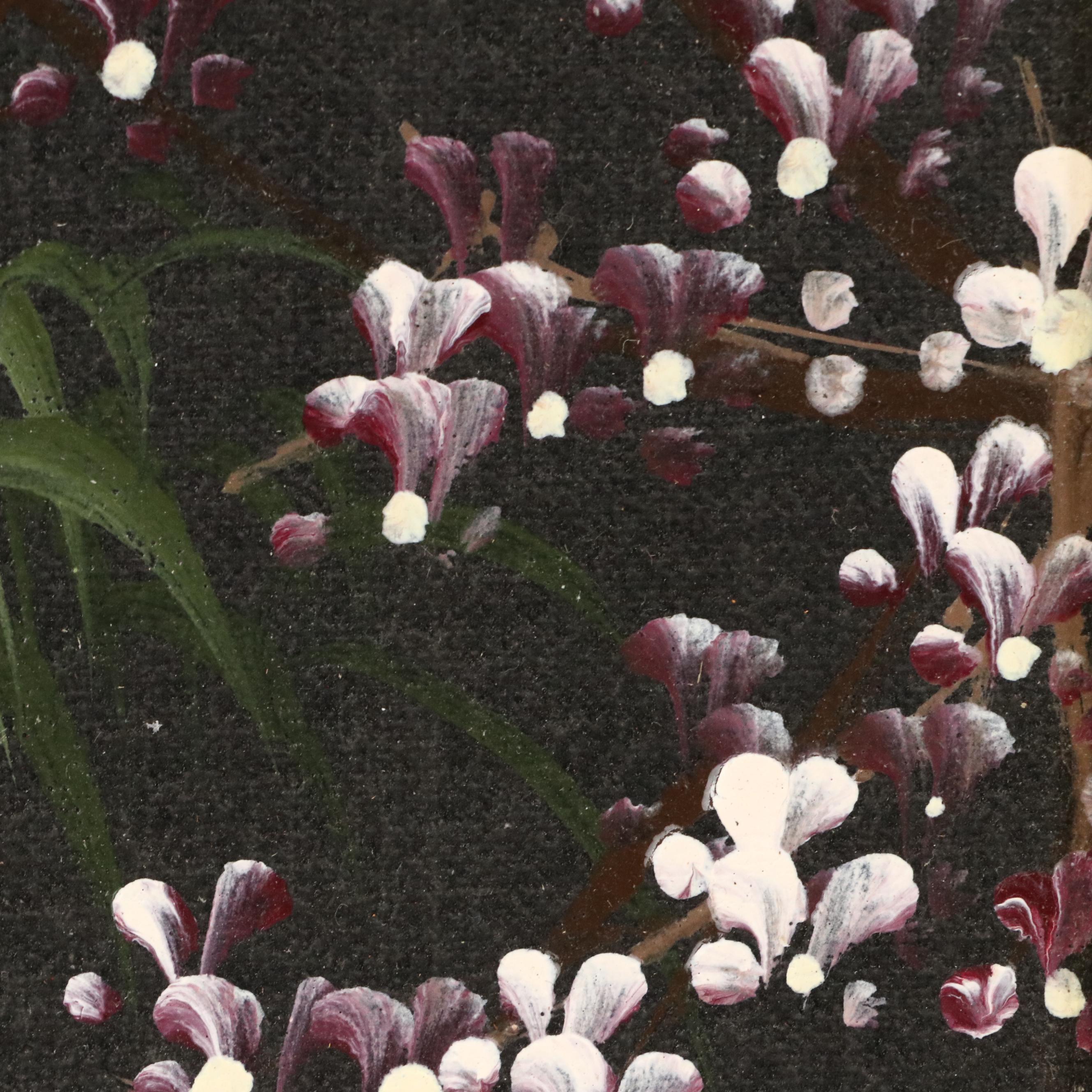 East Asian Acrylic Paintings of Women Wandering Amidst Flowers, 20th Century