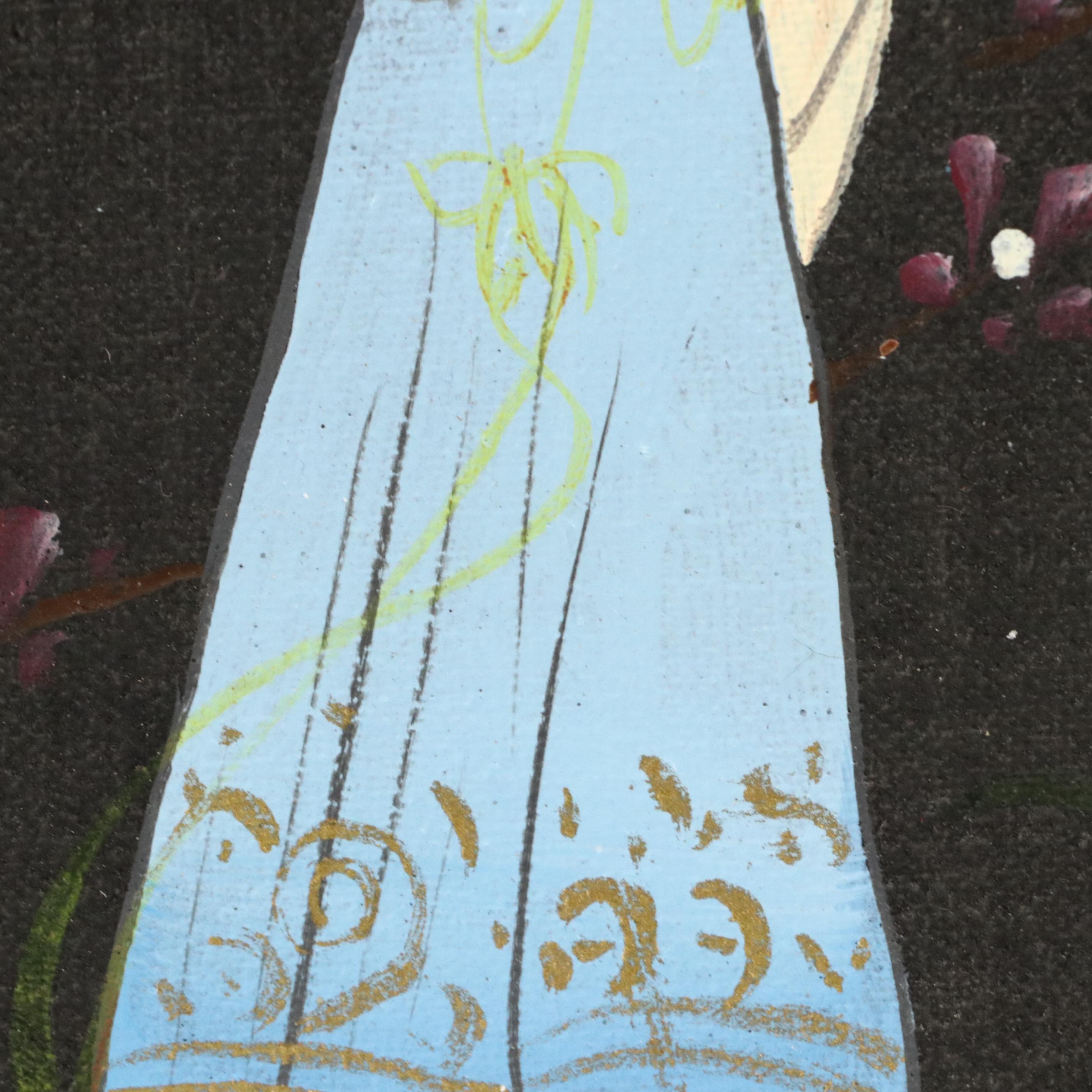 East Asian Acrylic Paintings of Women Wandering Amidst Flowers, 20th Century