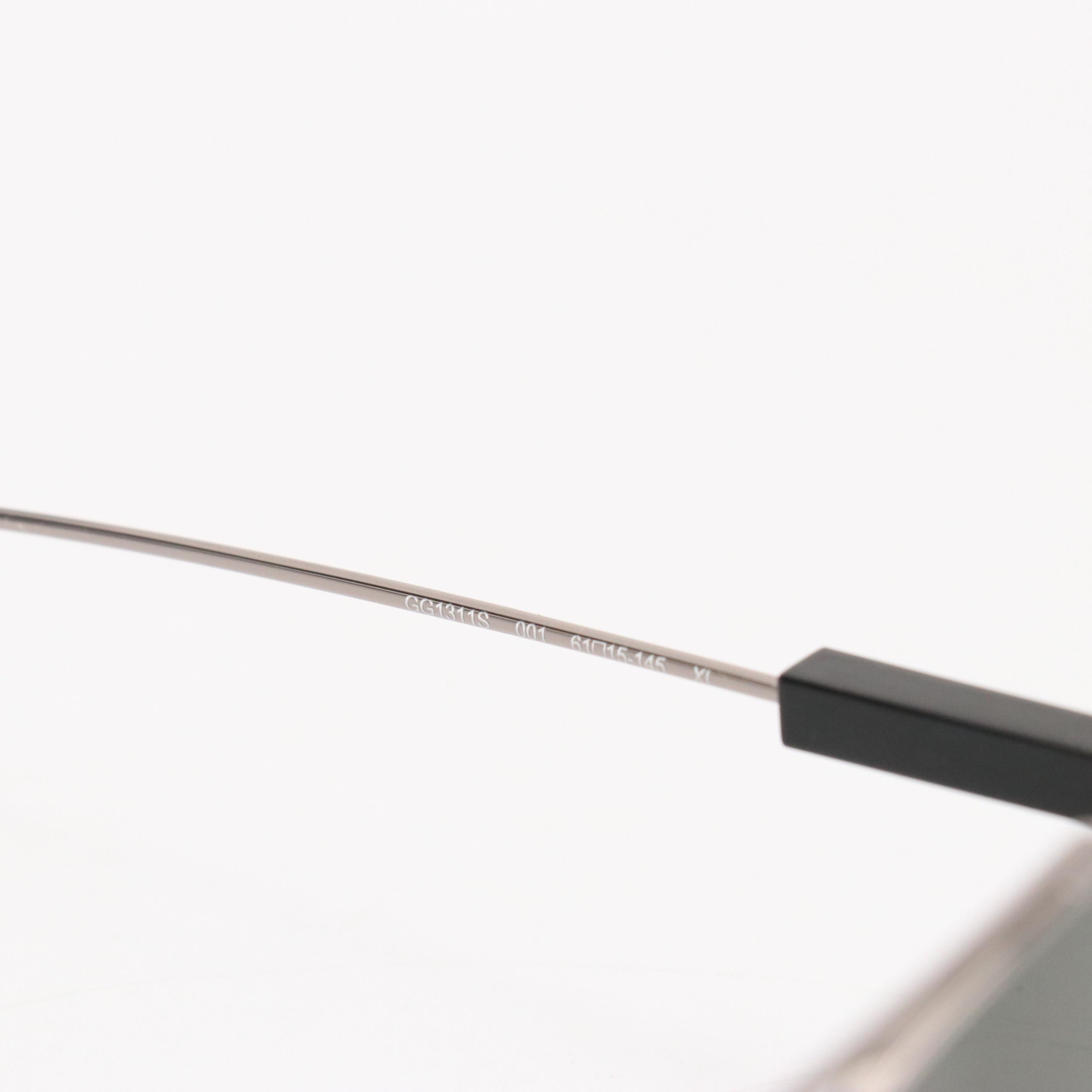 Gucci GG1311S 001 Gray Lens Ruthenium Framed Aviator Sunglasses with Case